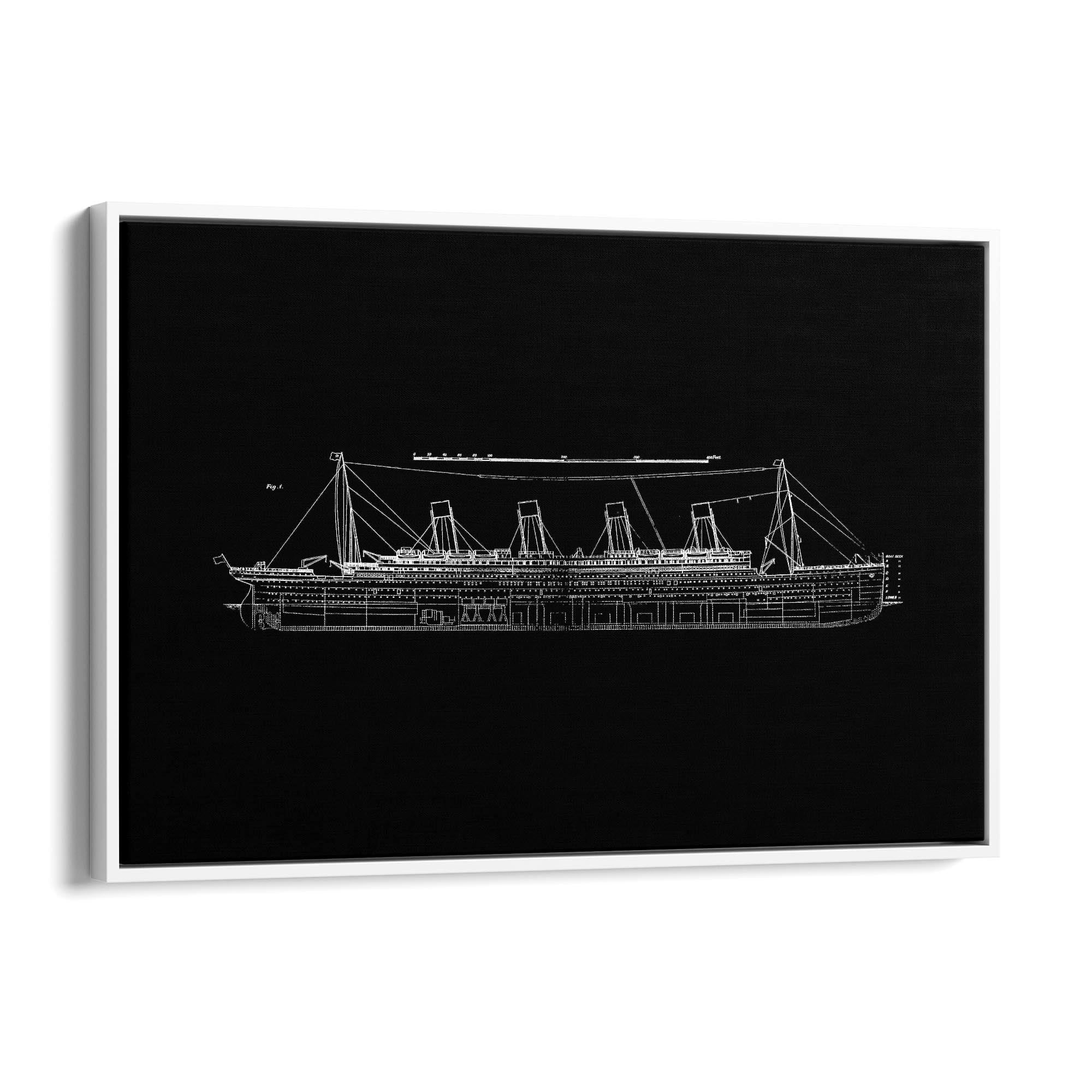 Vintage Titanic Plans Schematic White Wall Art #2 - The Affordable Art Company