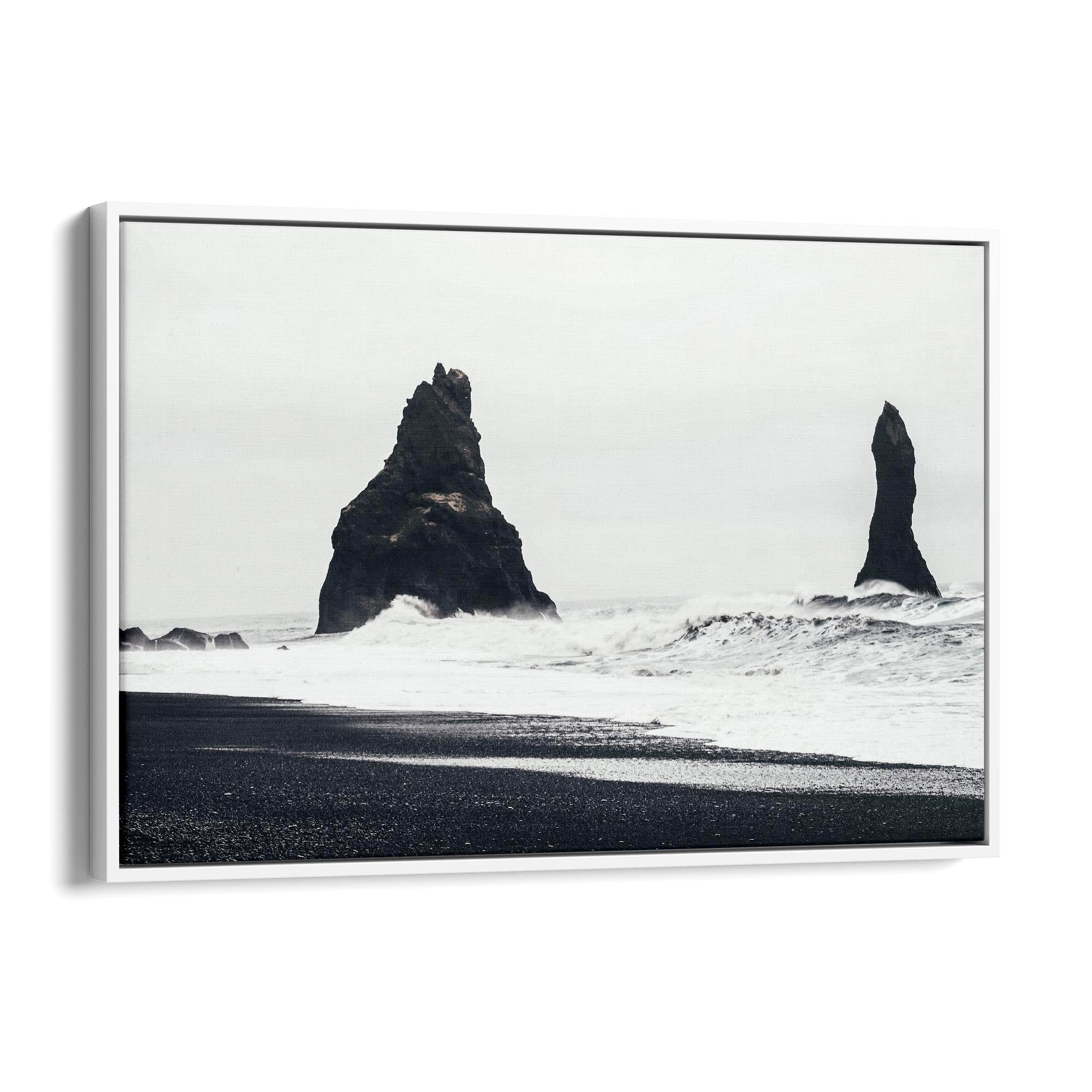 Black and White Coastal Beach Photograph Wall Art - The Affordable Art Company