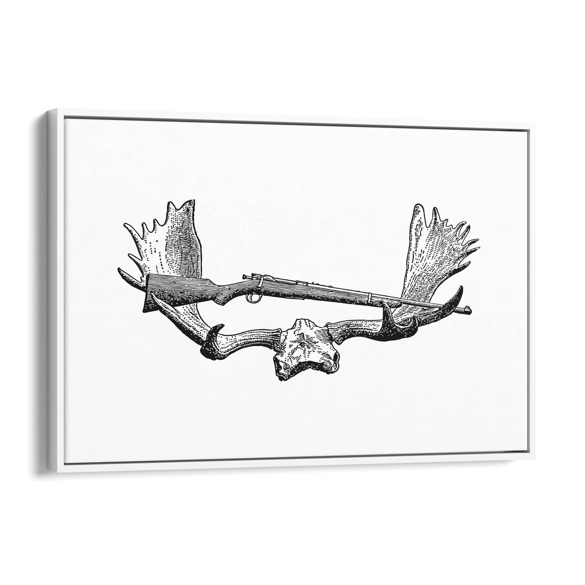 Antlers Hunting Drawing Man Cave Wall Art #2 - The Affordable Art Company