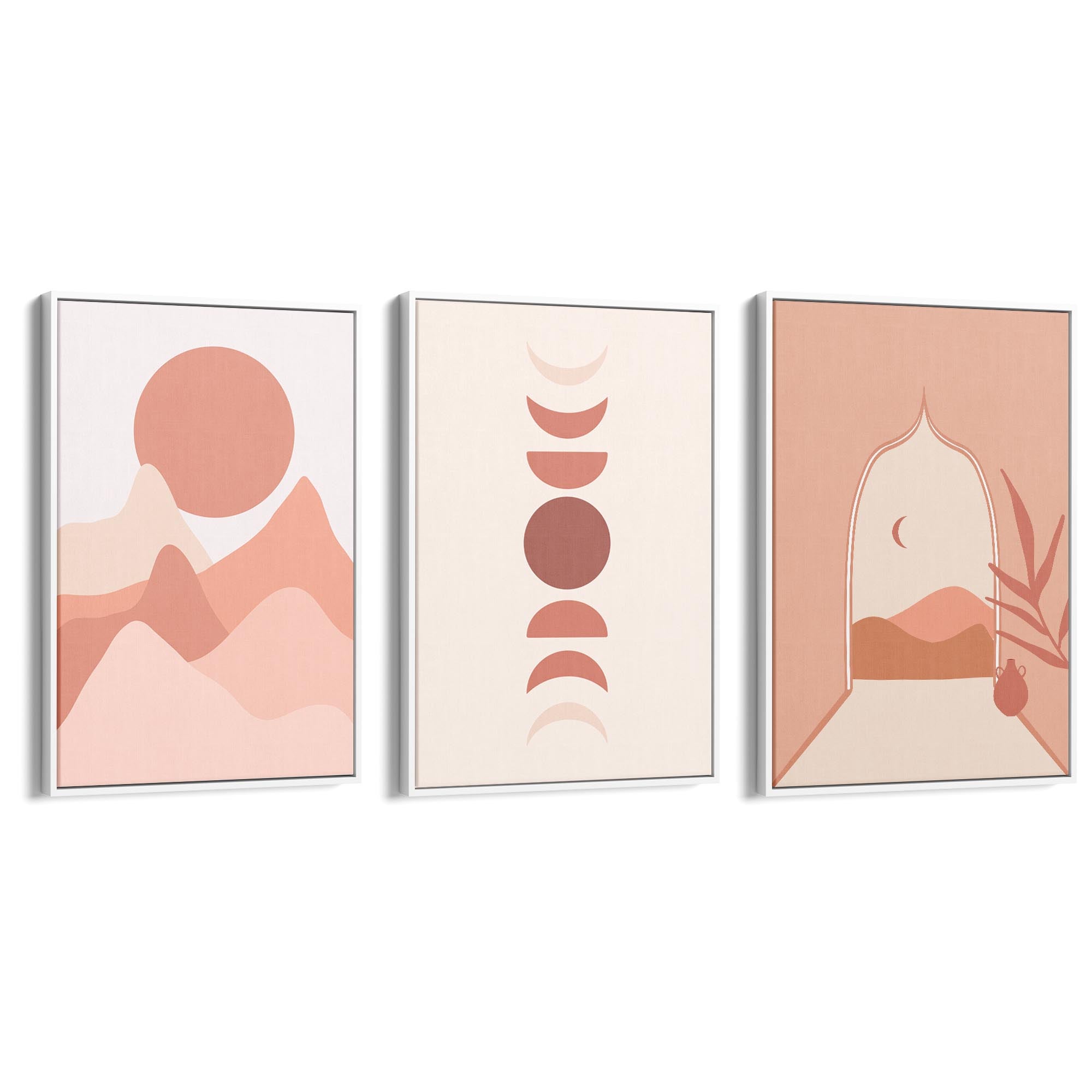 Set of Summer Night Minimal Pink & Pastel Wall Art - The Affordable Art Company