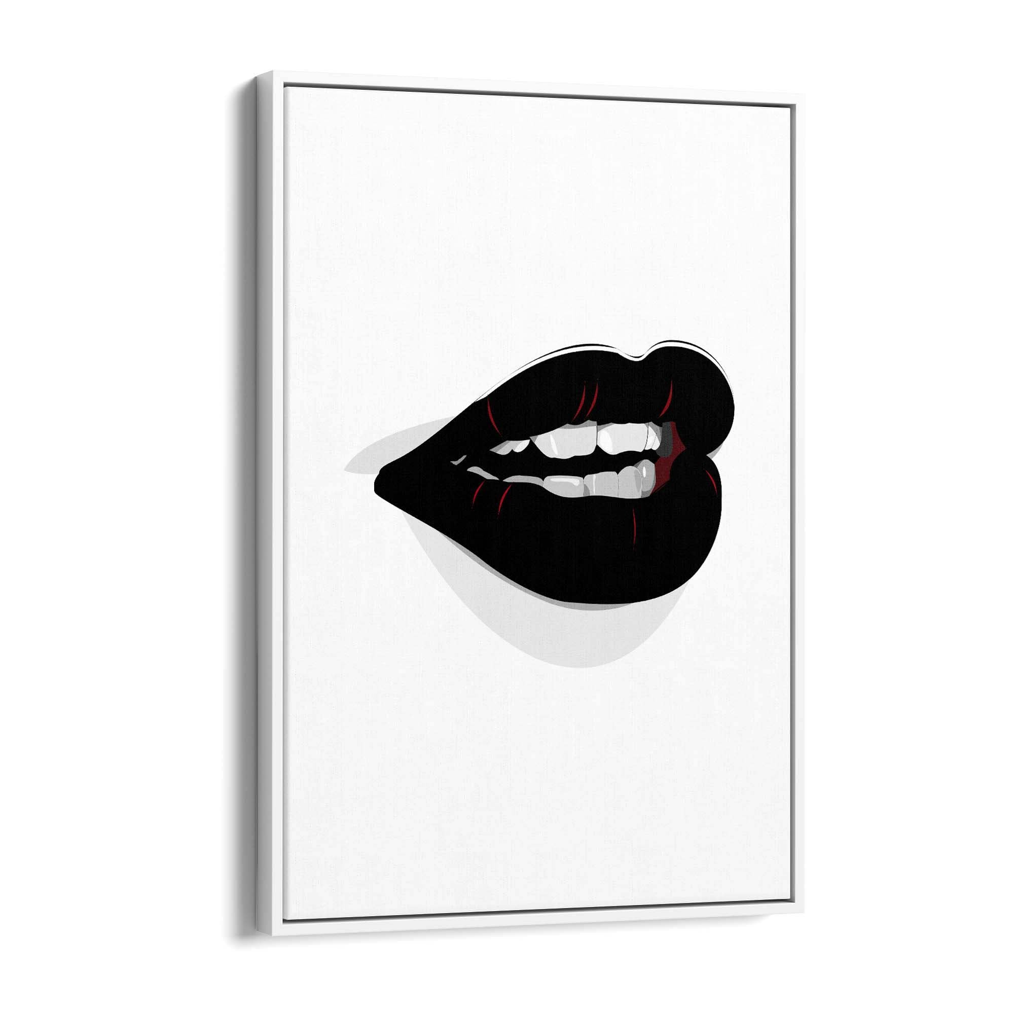 Black Lips Fashion Minimal Girls Bedroom Wall Art - The Affordable Art Company