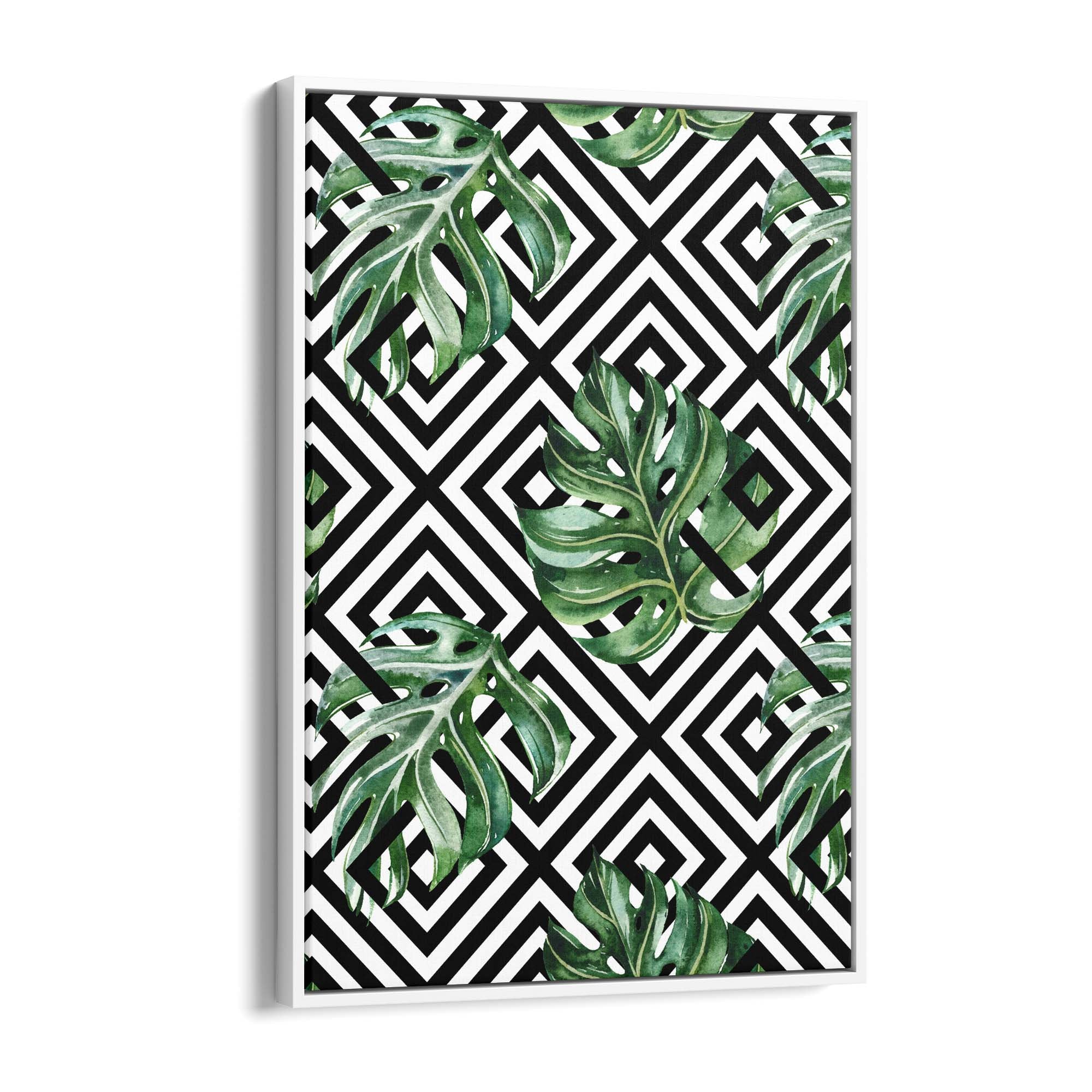 Green Leaves Geometric Nature Wall Art #4 - The Affordable Art Company