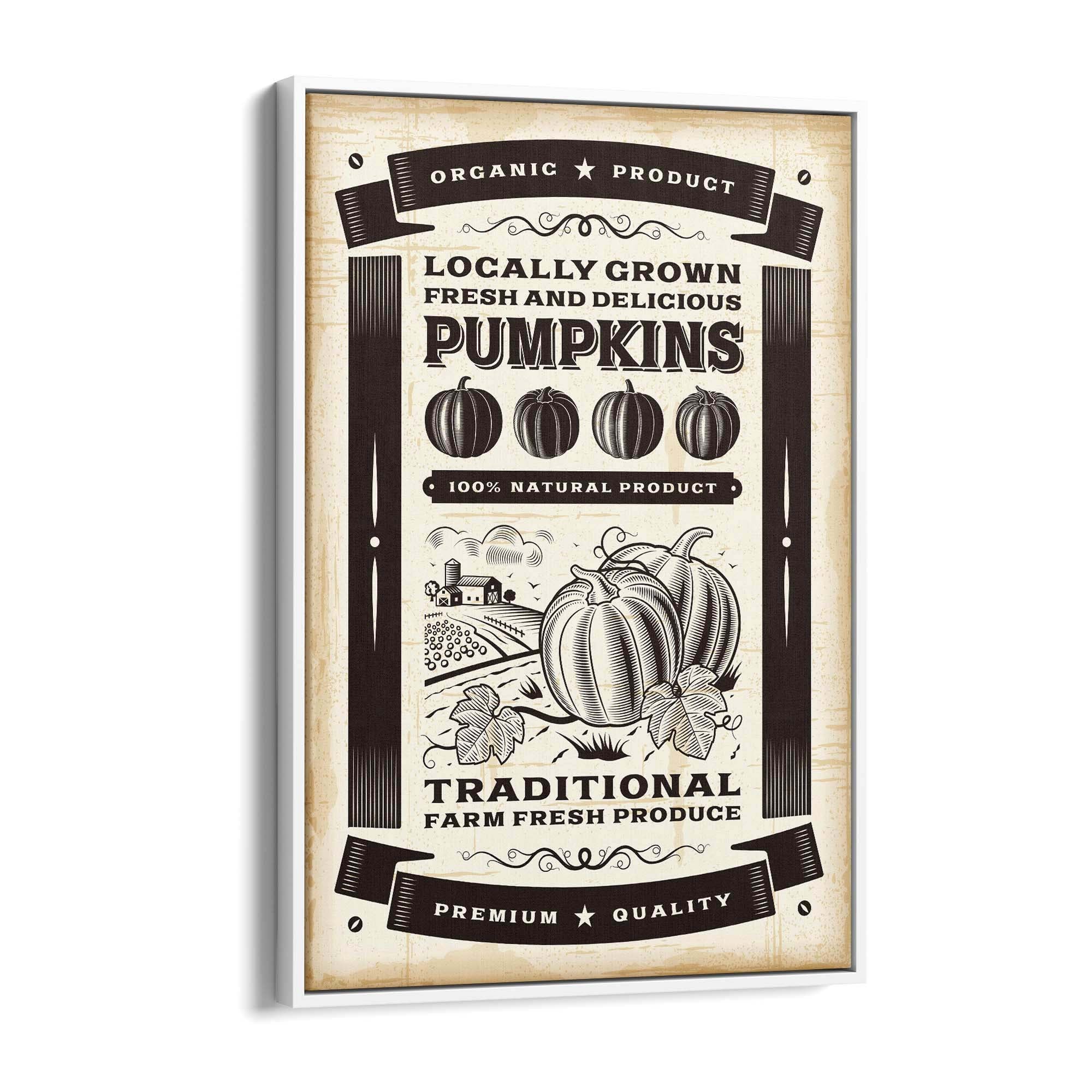 Vintage Pumpkin Farmhouse Cafe Kitchen Wall Art - The Affordable Art Company