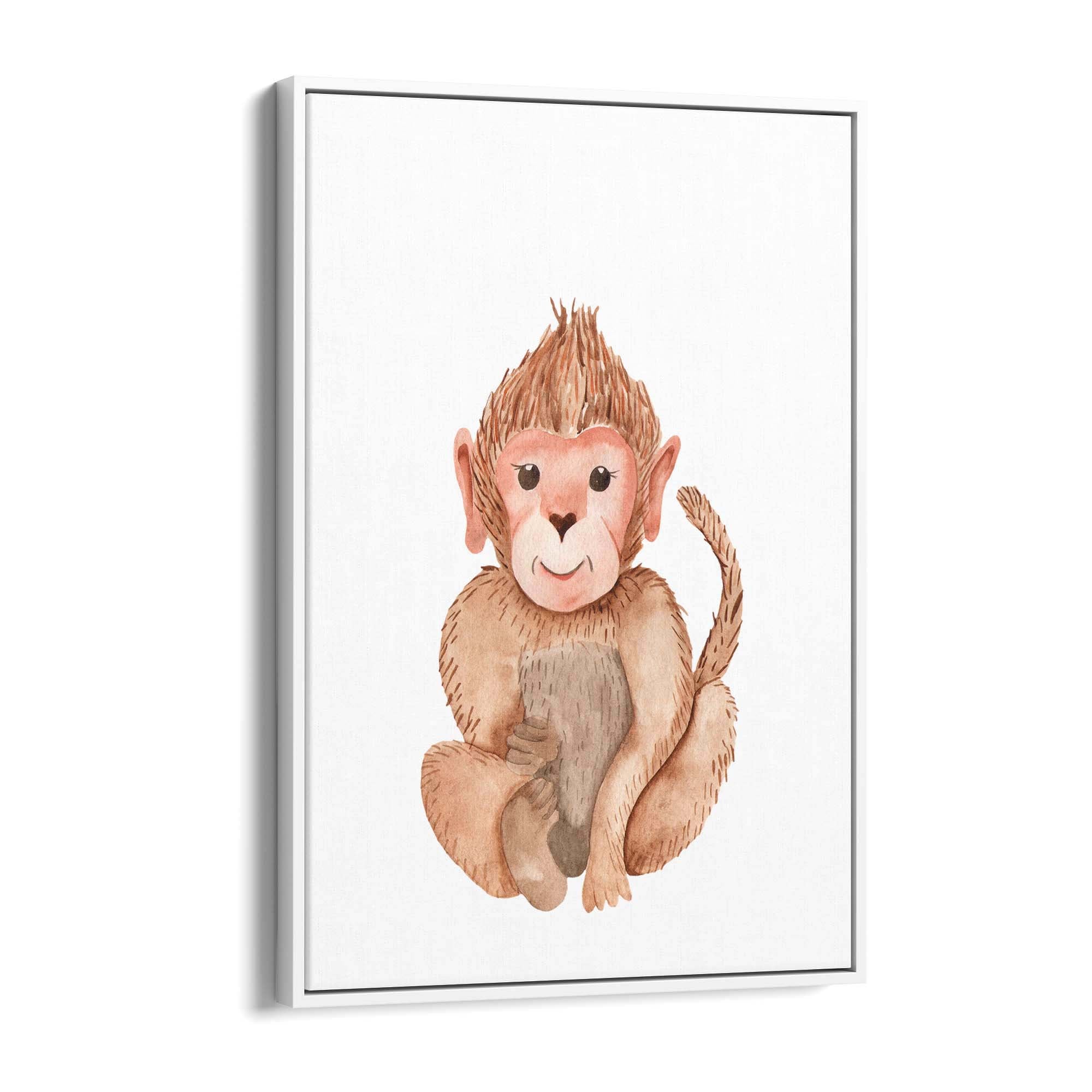 Cartoon Monkey Cute Nursery Baby Animal Art - The Affordable Art Company