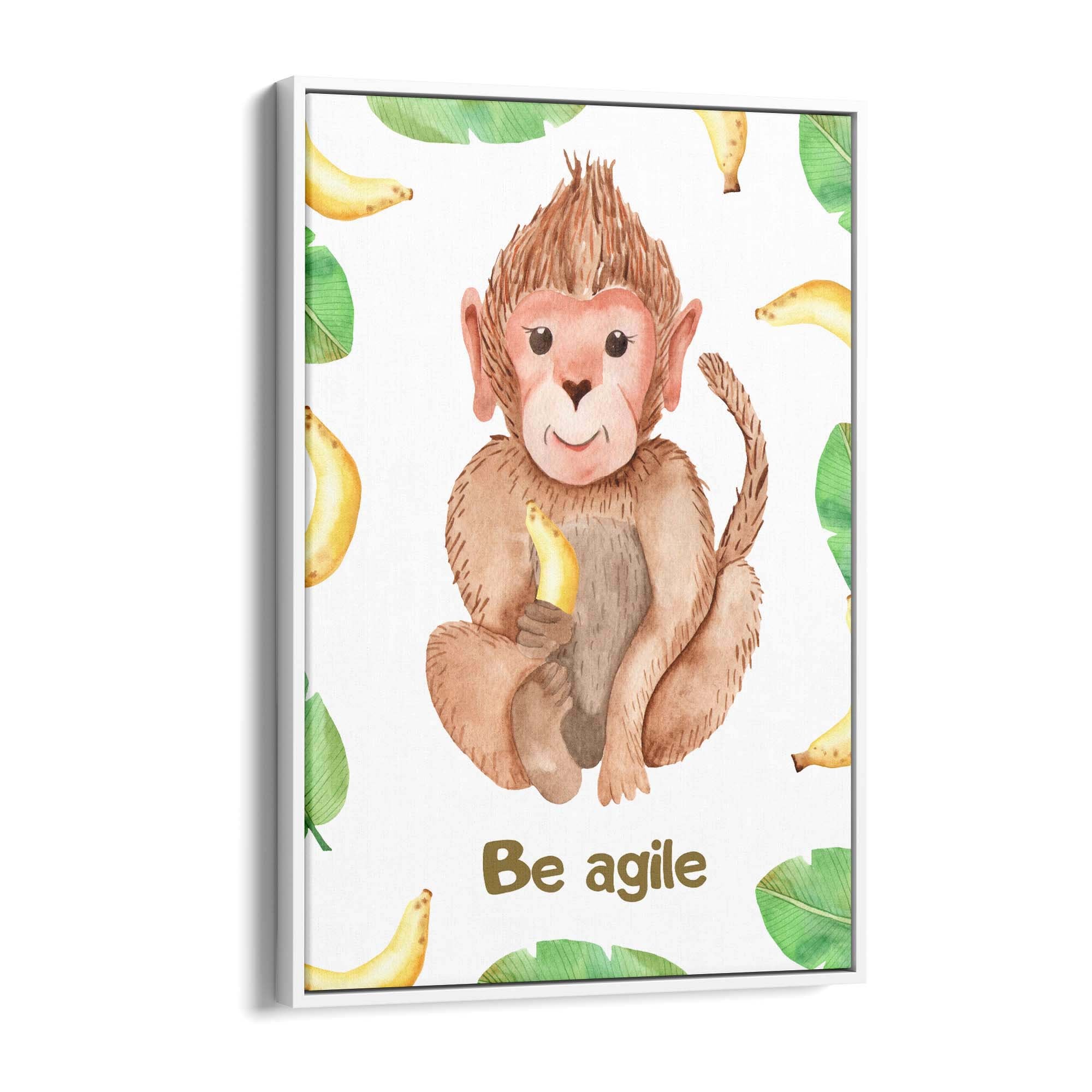 Cartoon Monkey "Be Agile" Nursery Quote Wall Art - The Affordable Art Company