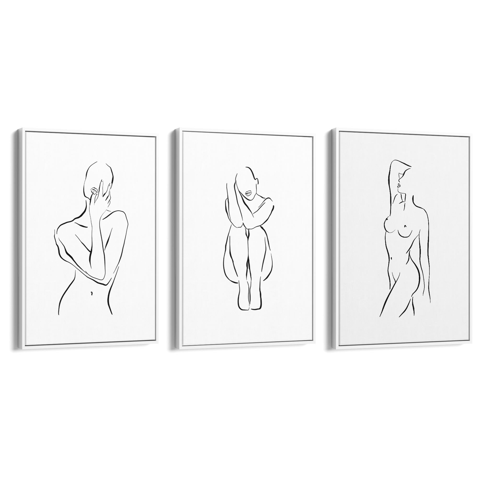 Set of Nude Body Drawing Female Minimal Wall Art #3 - The Affordable Art Company