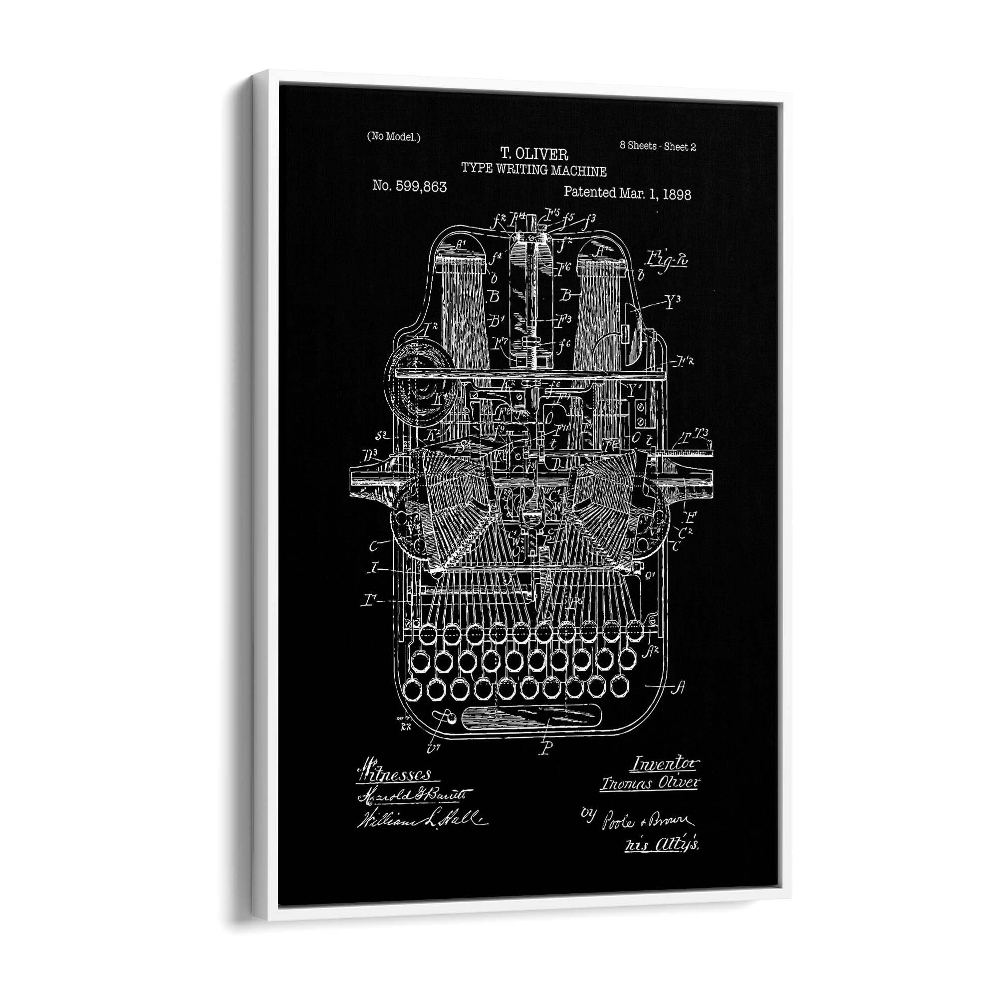 Vintage Typewriter Black Patent Wall Art #1 - The Affordable Art Company