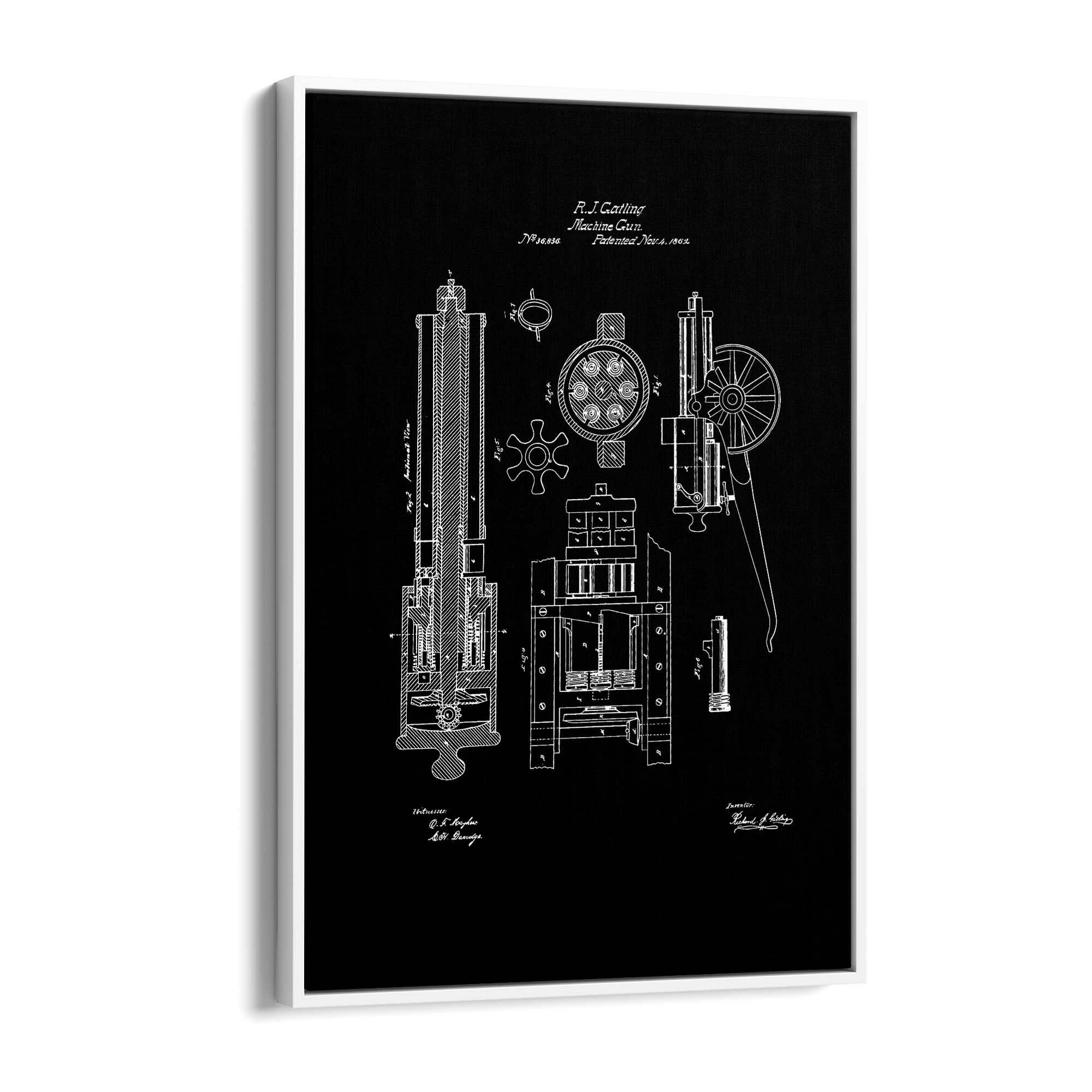 Vintage Machine Gun Patent Wall Art #1 - The Affordable Art Company