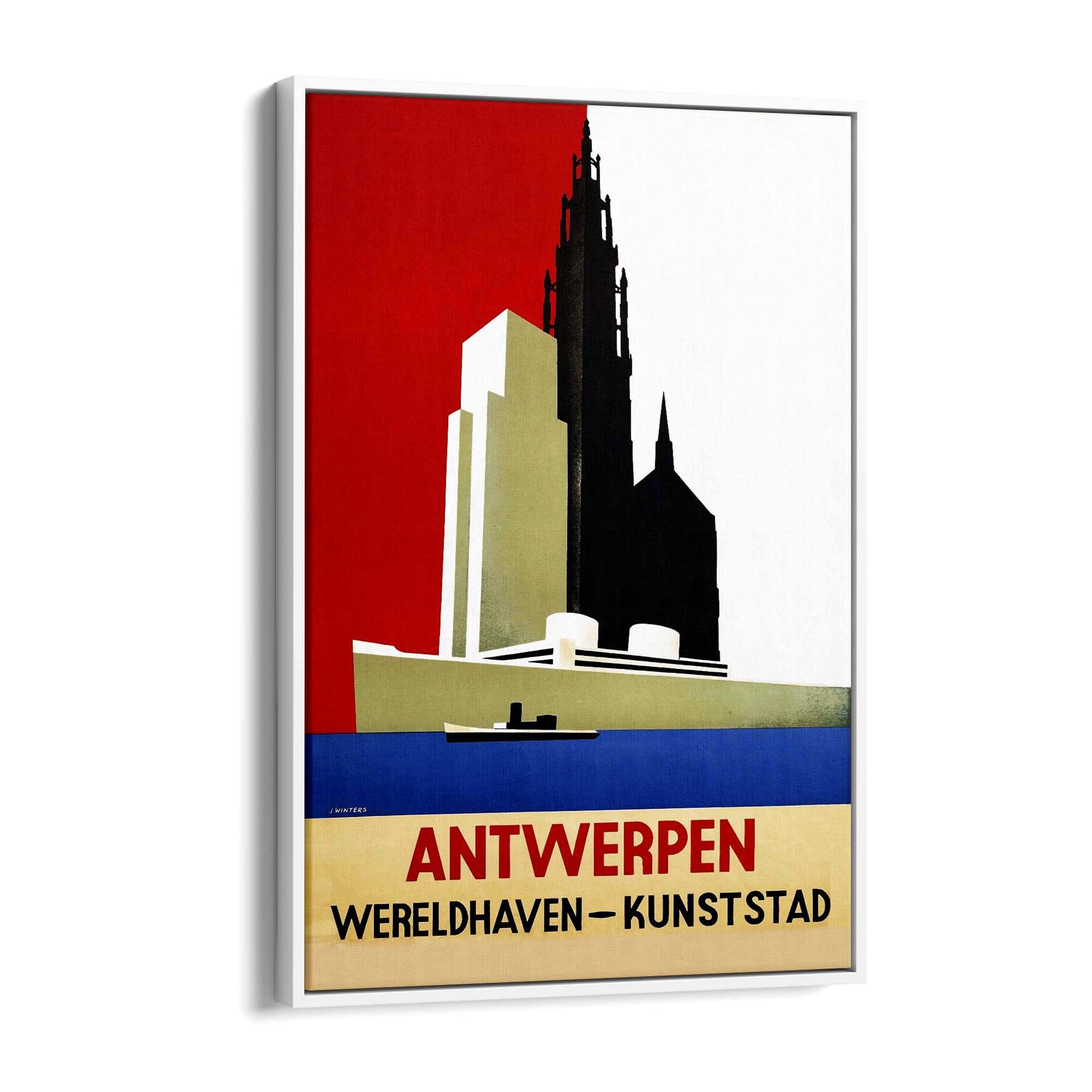 Vintage Travel Advert Antwerp, Belgium Wall Art - The Affordable Art Company