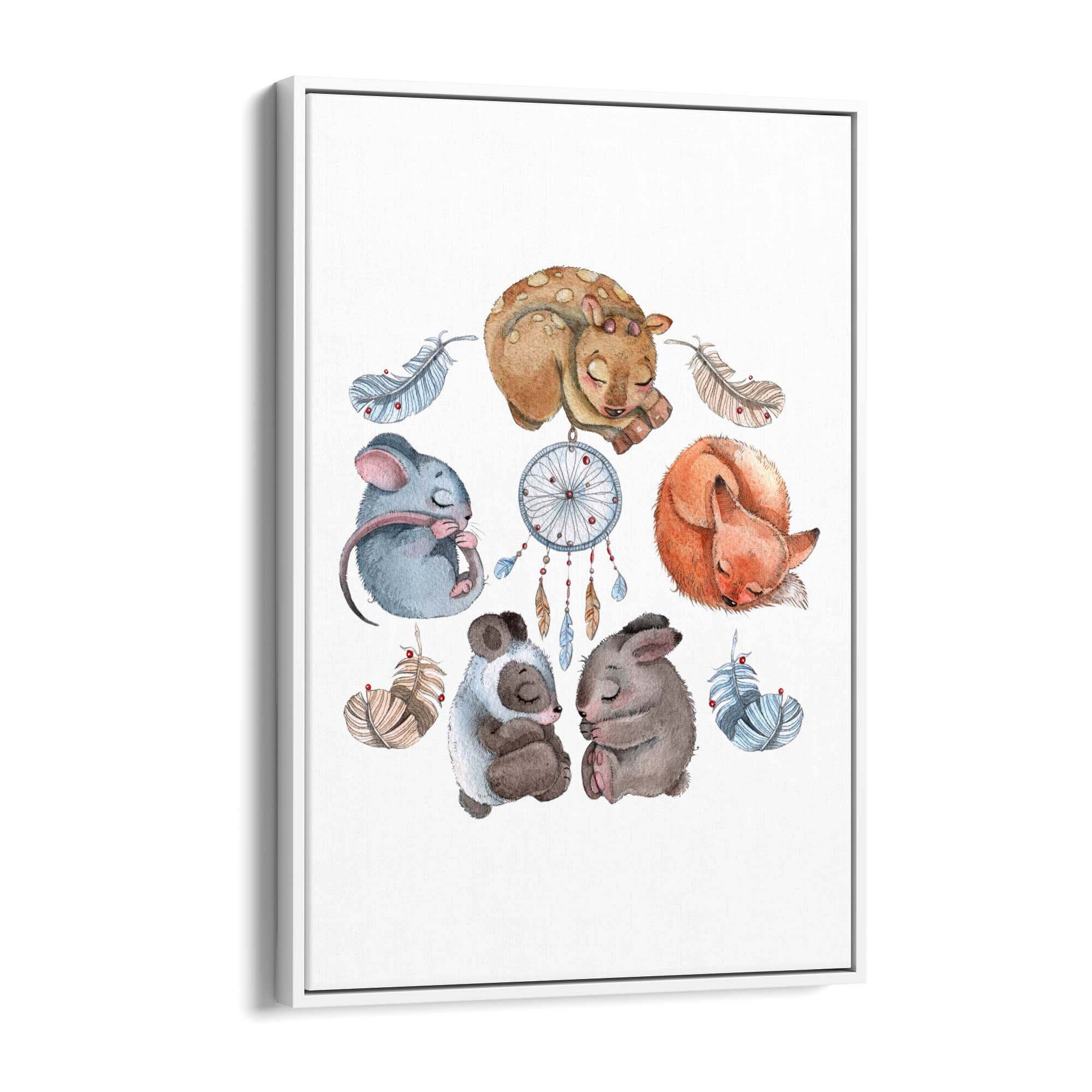 Cute Sleeping Animals Cartoon Nursery Wall Art - The Affordable Art Company