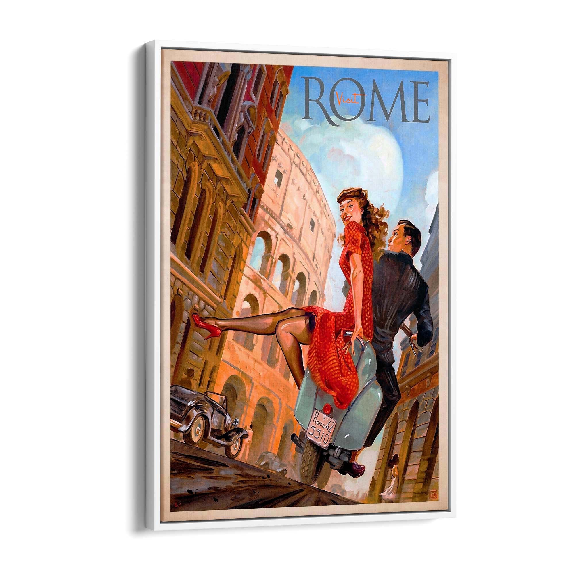 Visit Rome Italy Vintage Italian Romantic Wall Art - The Affordable Art Company