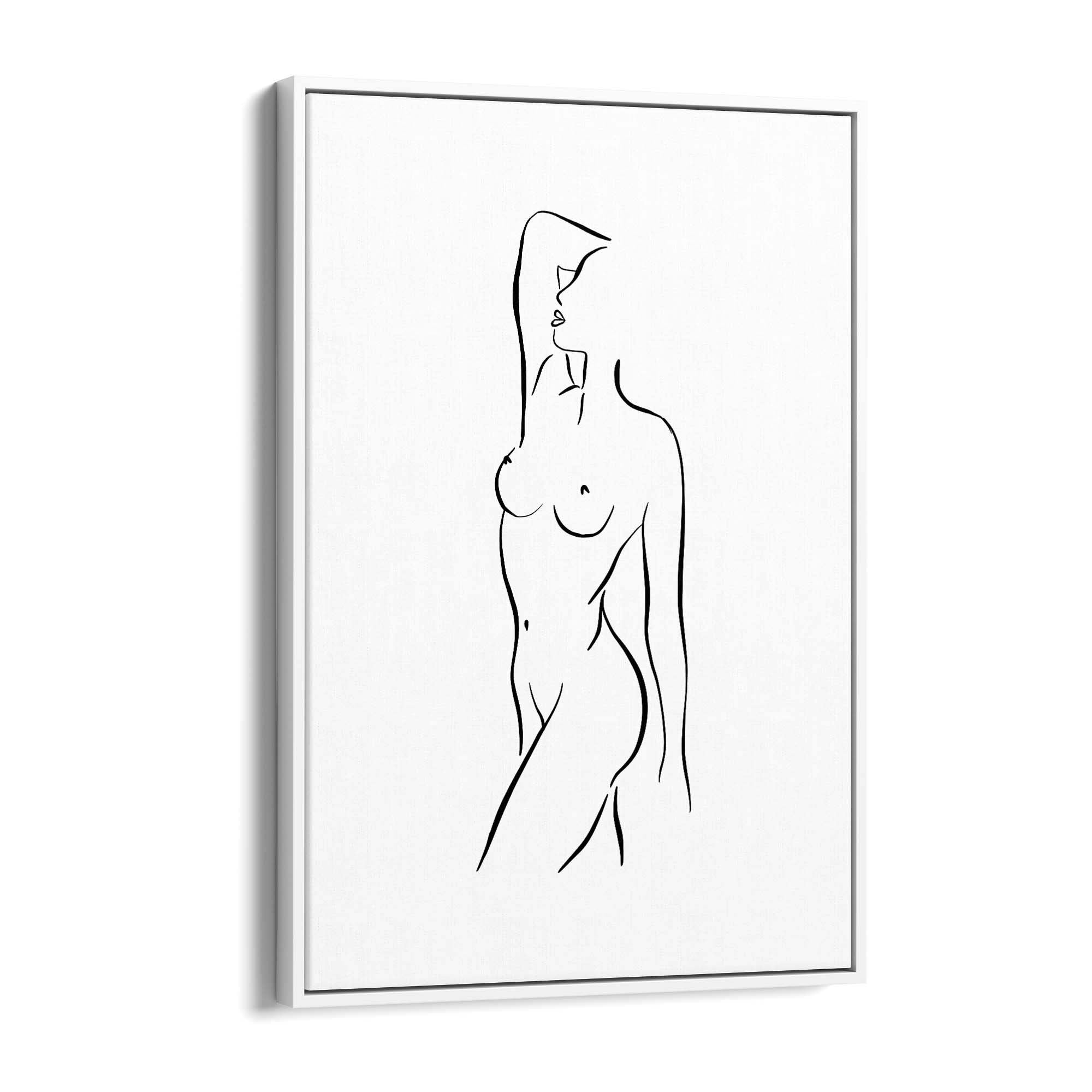 Posed Nude Female Body Minimal Drawing Wall Art #2 - The Affordable Art Company