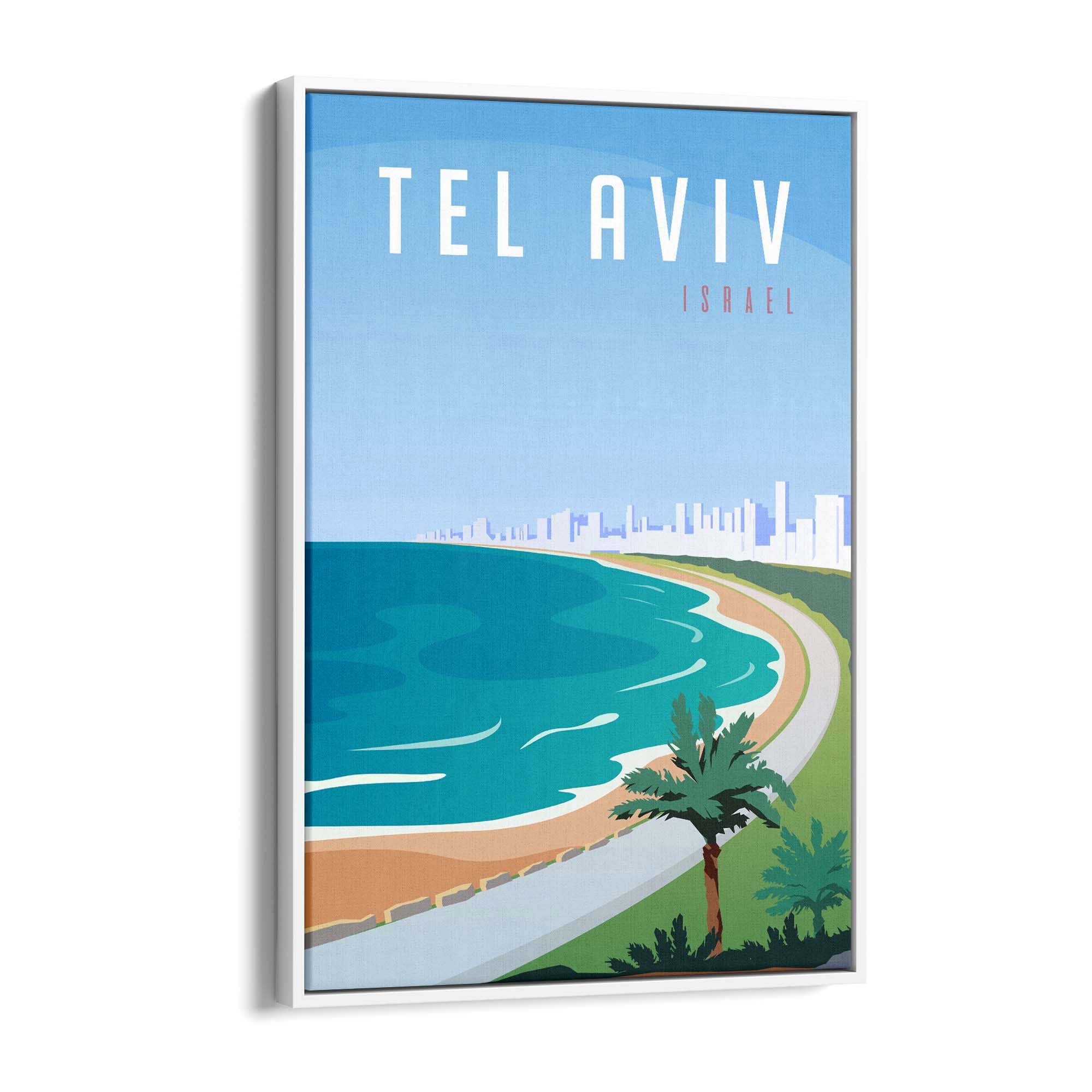 Retro Tel Aviv Israel Vintage Travel Wall Art - The Affordable Art Company