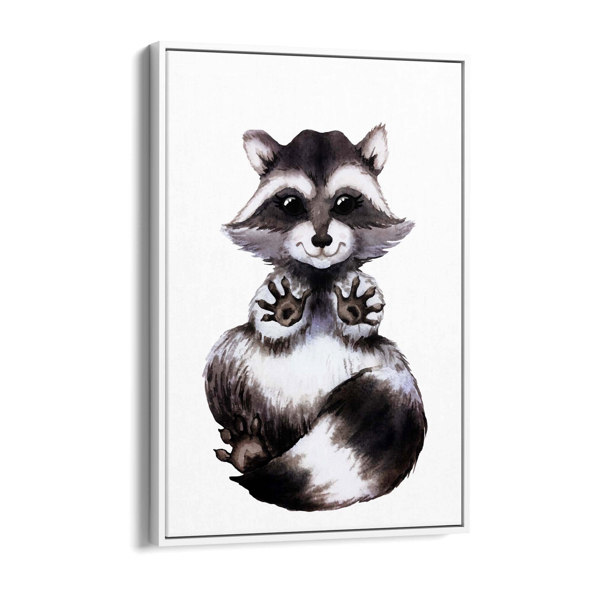 Cartoon Raccoon Cute Nursery Baby Animal Art - The Affordable Art Company