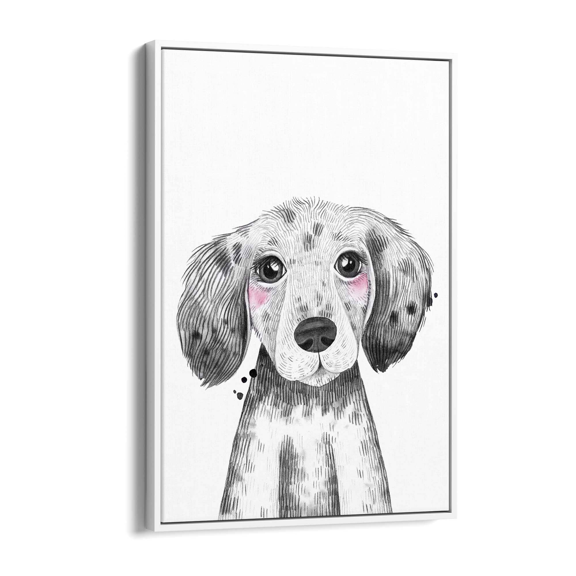 Cute Blushing Baby Puppy Dog Nursery Animal Art - The Affordable Art Company