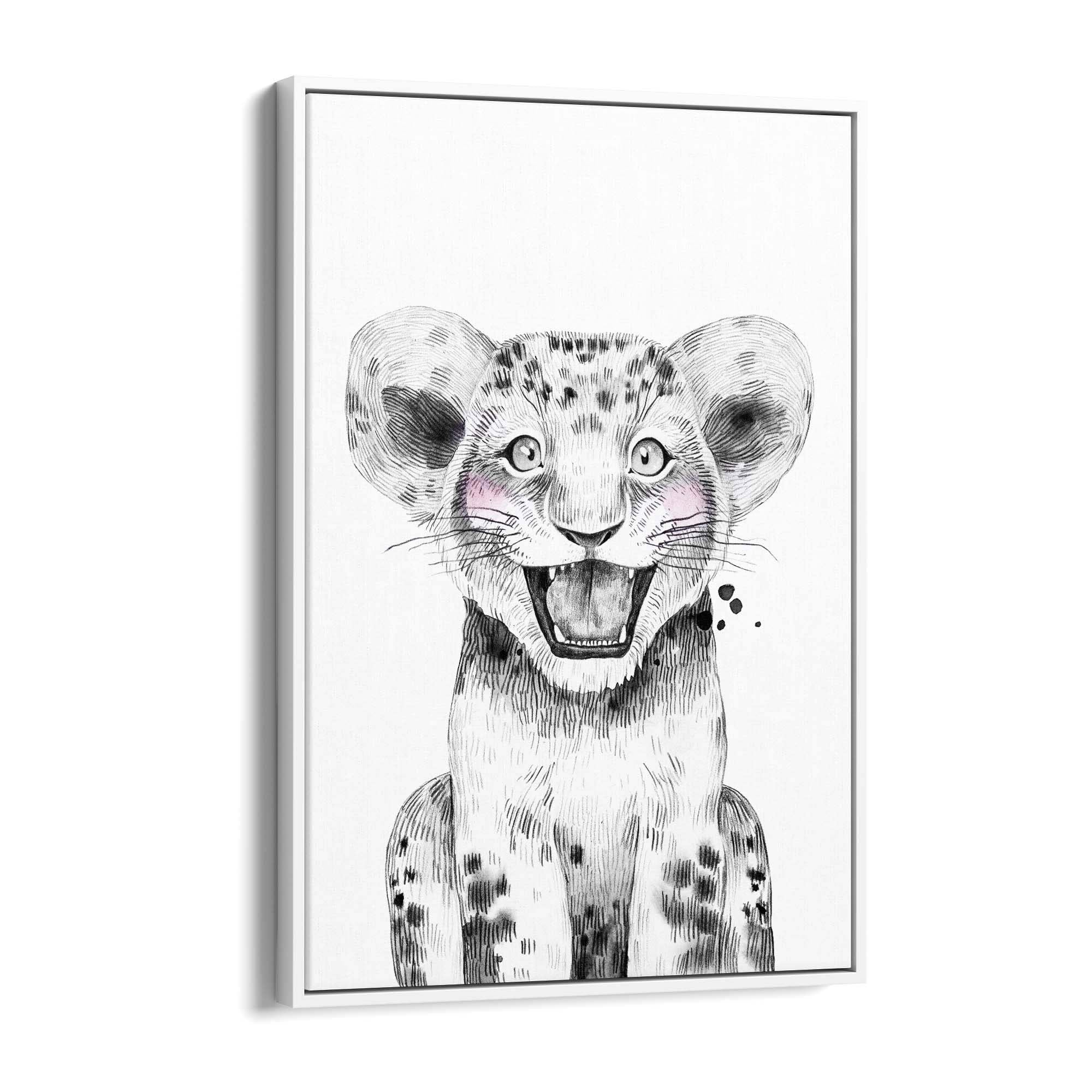 Cute Blushing Baby Lion Nursery Animal Wall Art - The Affordable Art Company