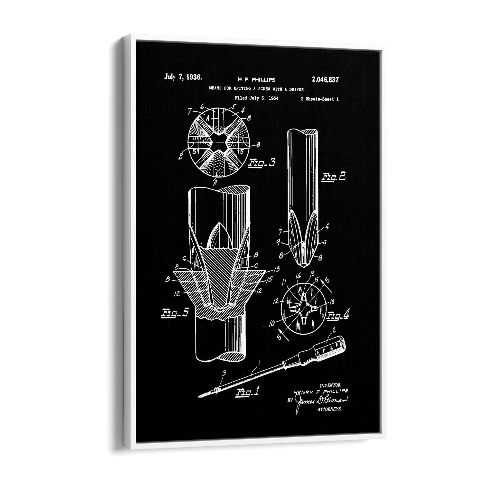 Vintage Phillips Screwdriver Patent Garage Wall Art #1 - The Affordable Art Company