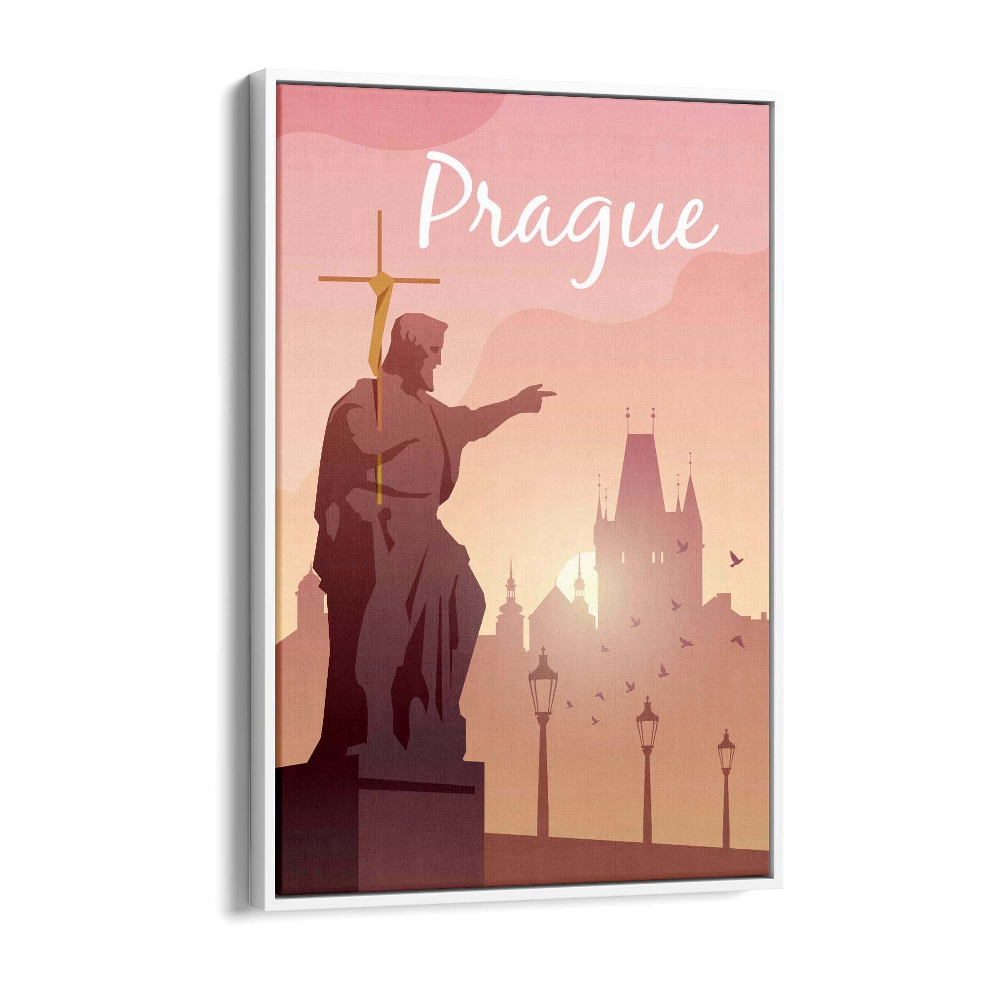 Retro Prague Czech Vintage Travel Europe Wall Art - The Affordable Art Company