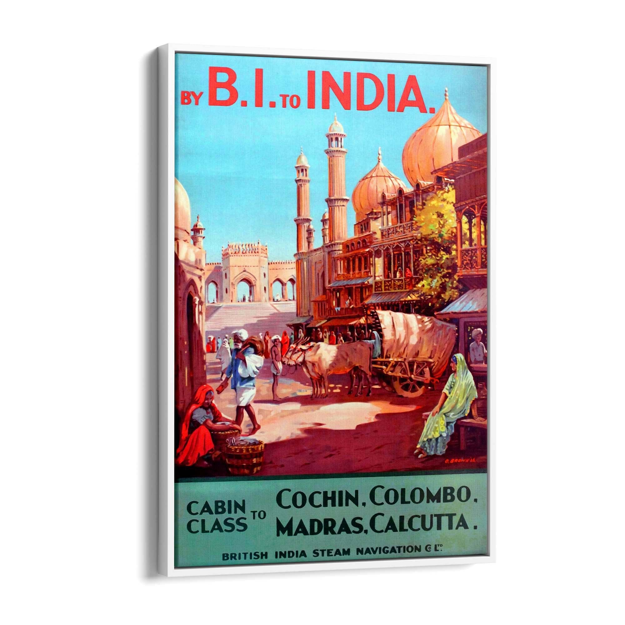 BI to India Vintage Travel Advert Wall Art - The Affordable Art Company