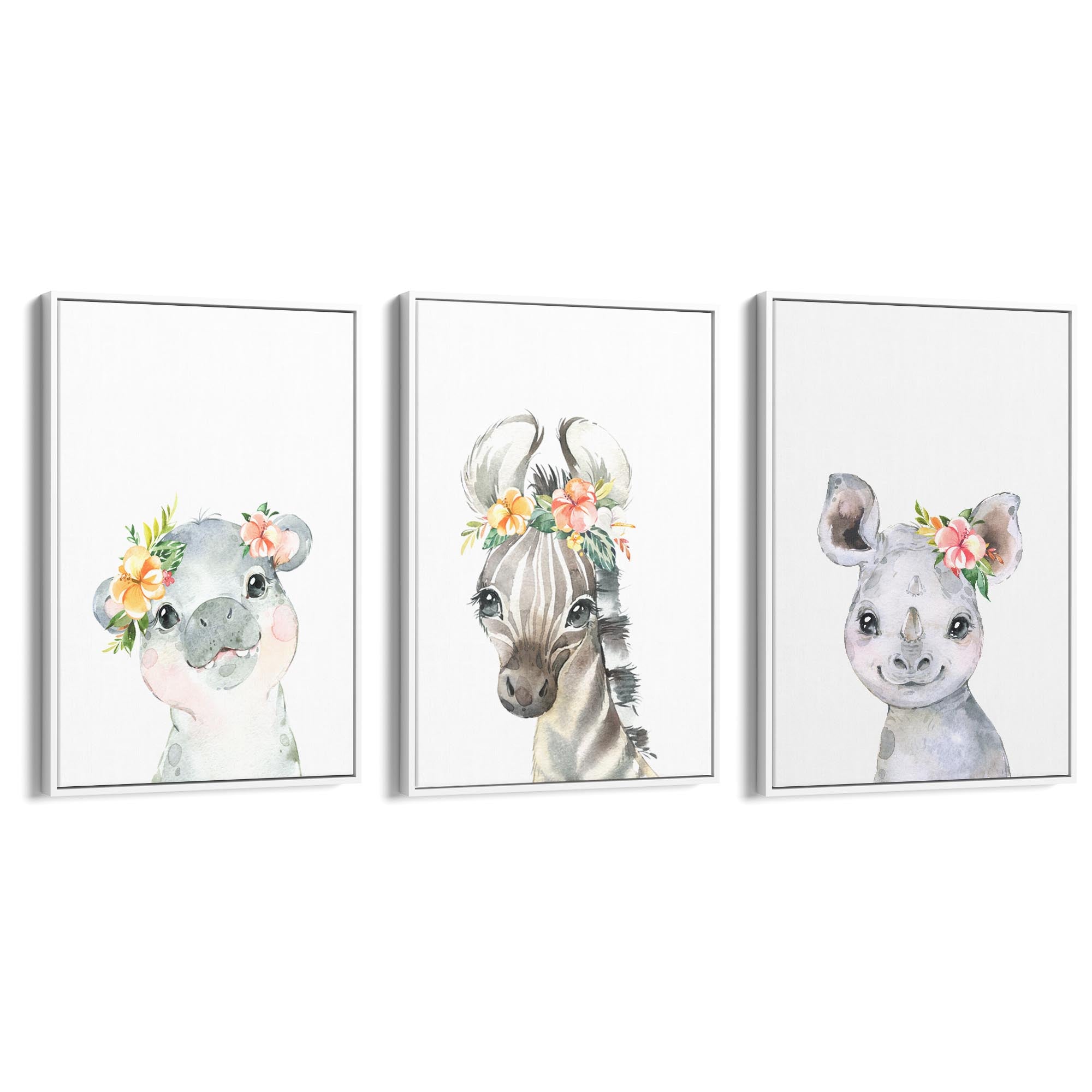 Set of Cute Baby Safari Animals Nursery Wall Art #4 - The Affordable Art Company