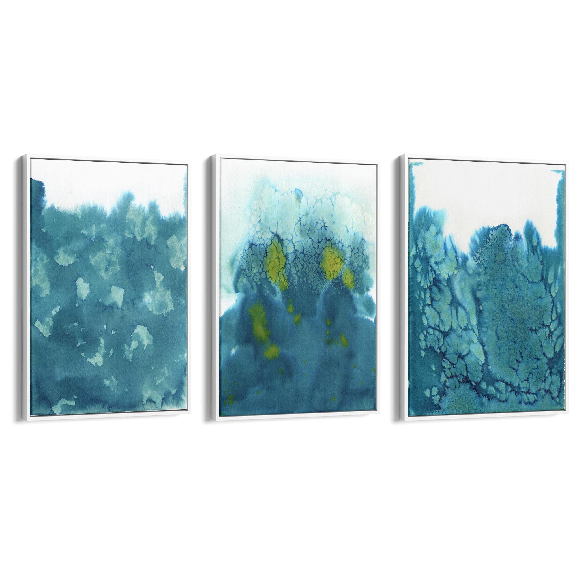 Set of Blue Ink Abstract Painting Faded Wall Art #5 - The Affordable Art Company
