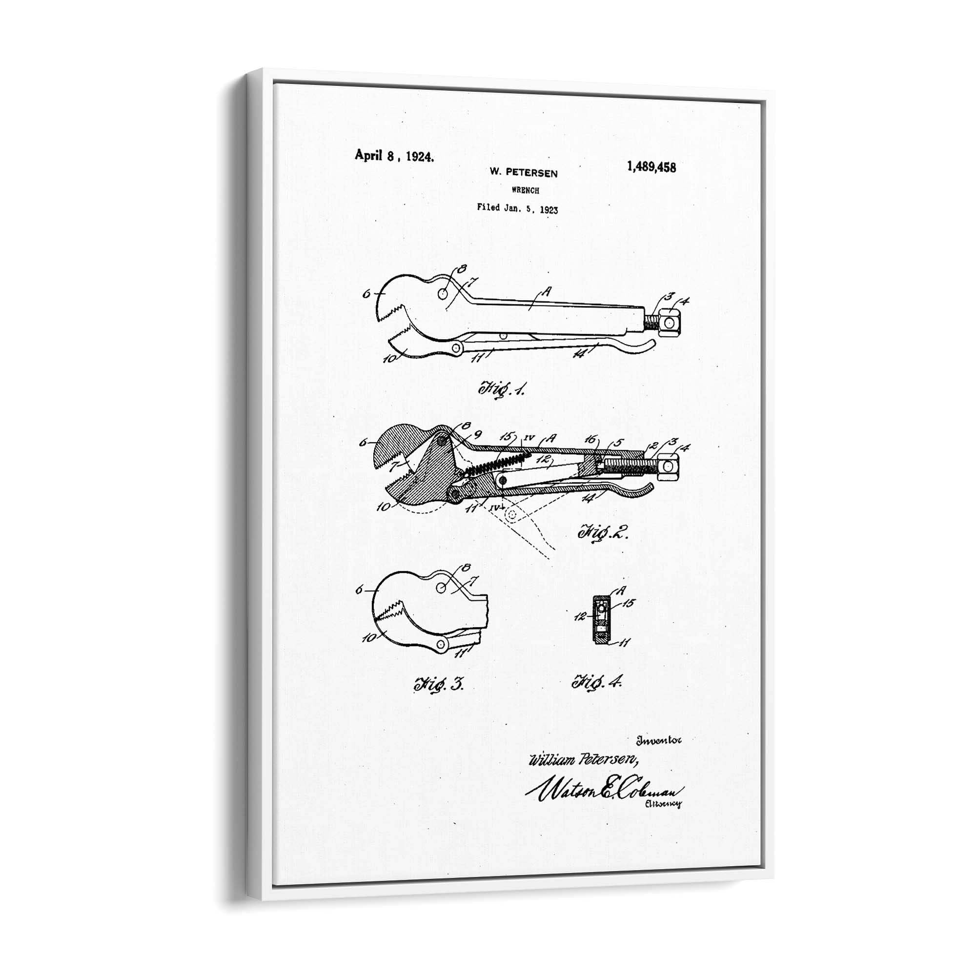 Vintage Wrench Tool Patent Wall Art #2 - The Affordable Art Company
