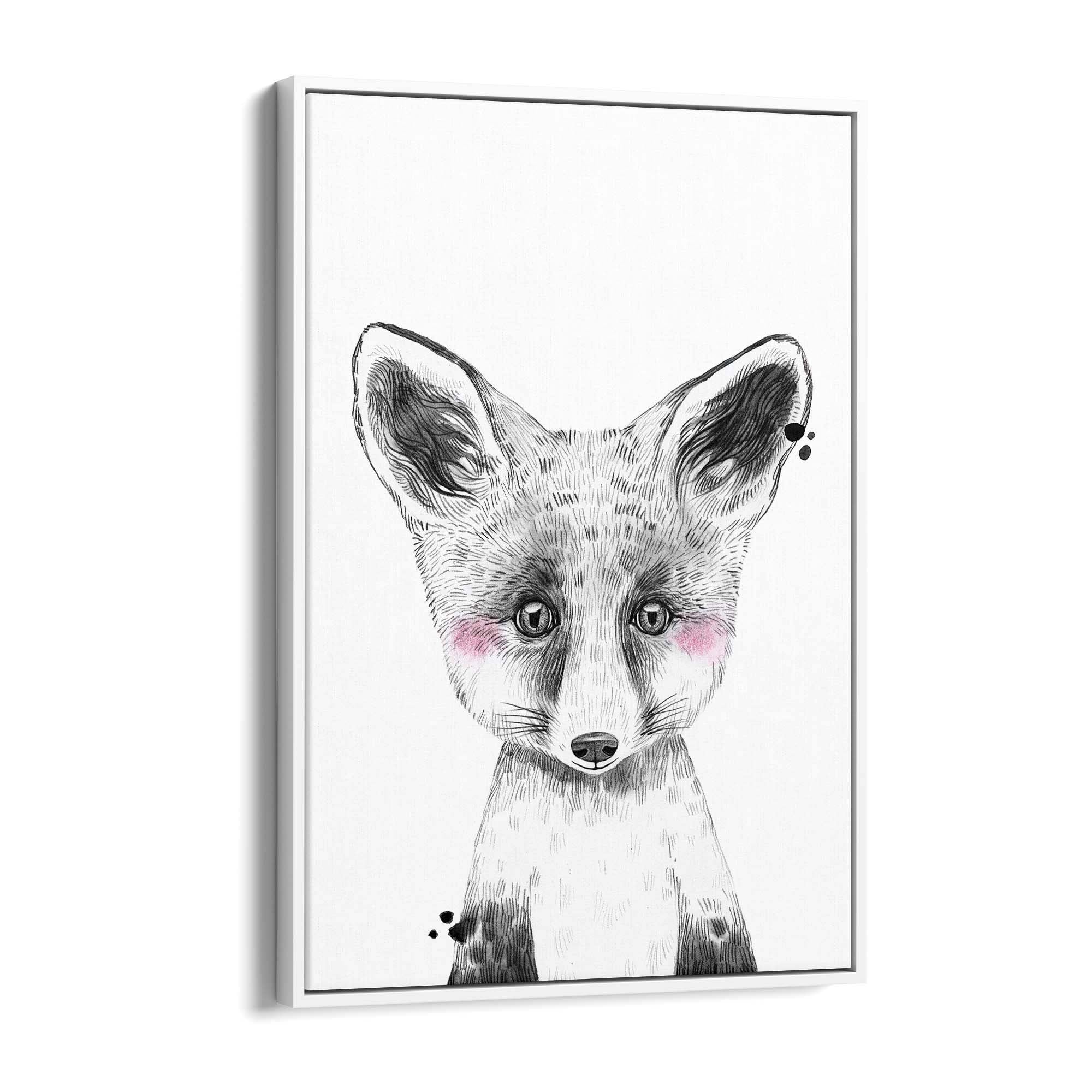 Cute Blushing Baby Fox Nursery Animal Wall Art - The Affordable Art Company