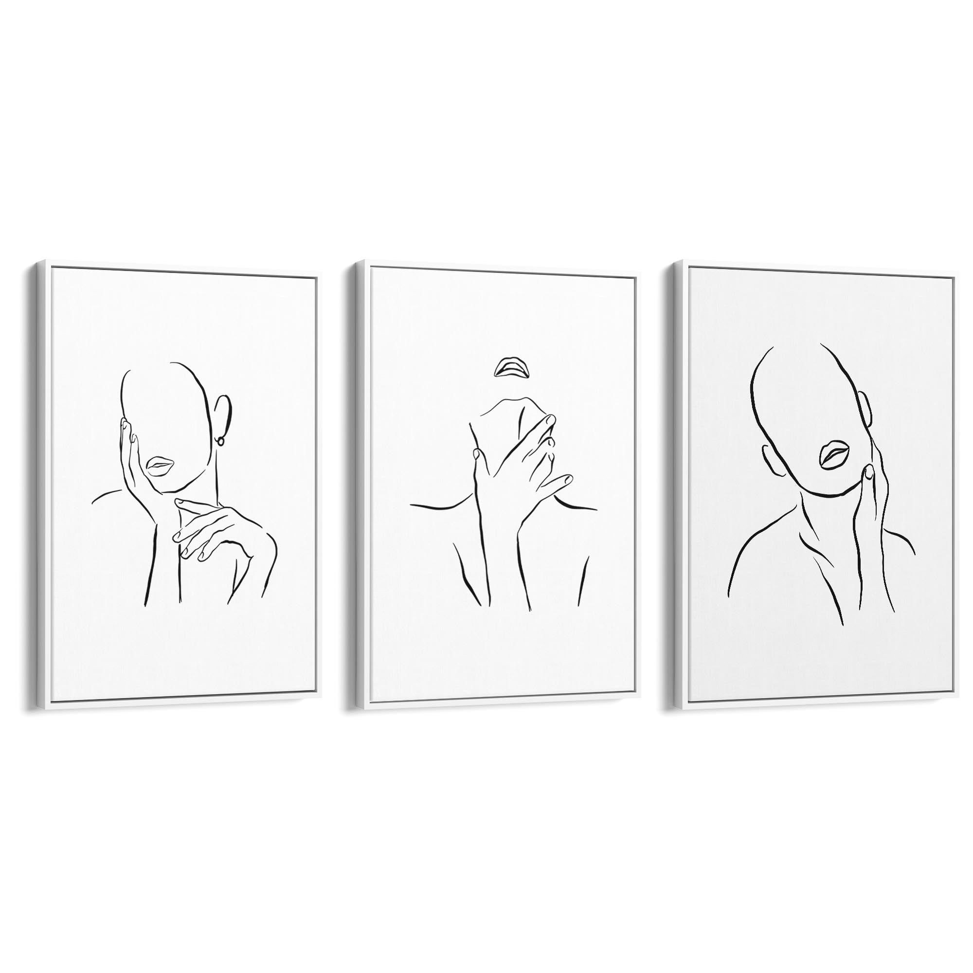 Set of Female Faces Minimal Line Drawings Wall Art - The Affordable Art Company