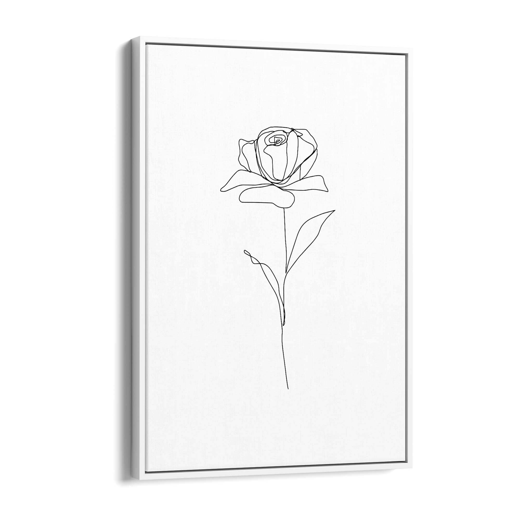 Minimal Rose Flower Line Drawing Abstract Wall Art #1 - The Affordable Art Company
