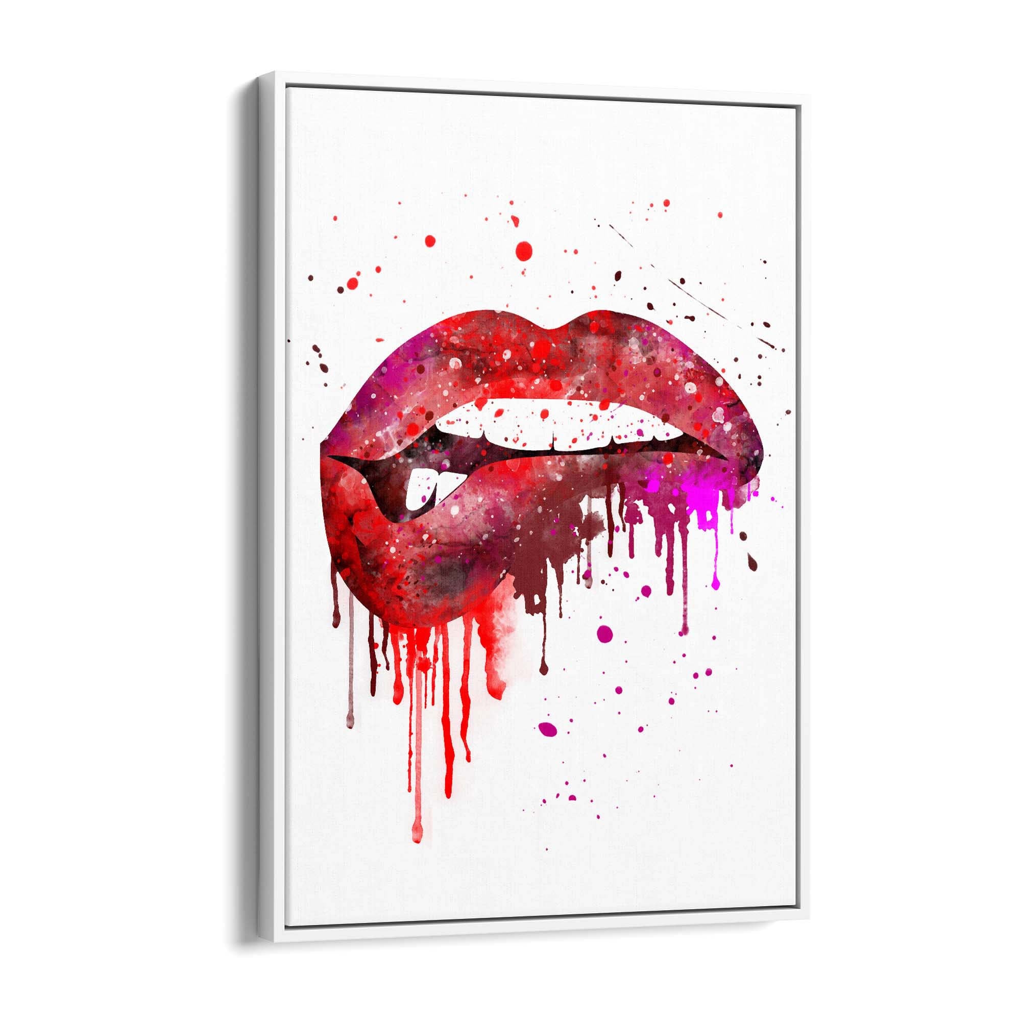 Melting Red Lips Fashion Bedroom Makeup Wall Art - The Affordable Art Company
