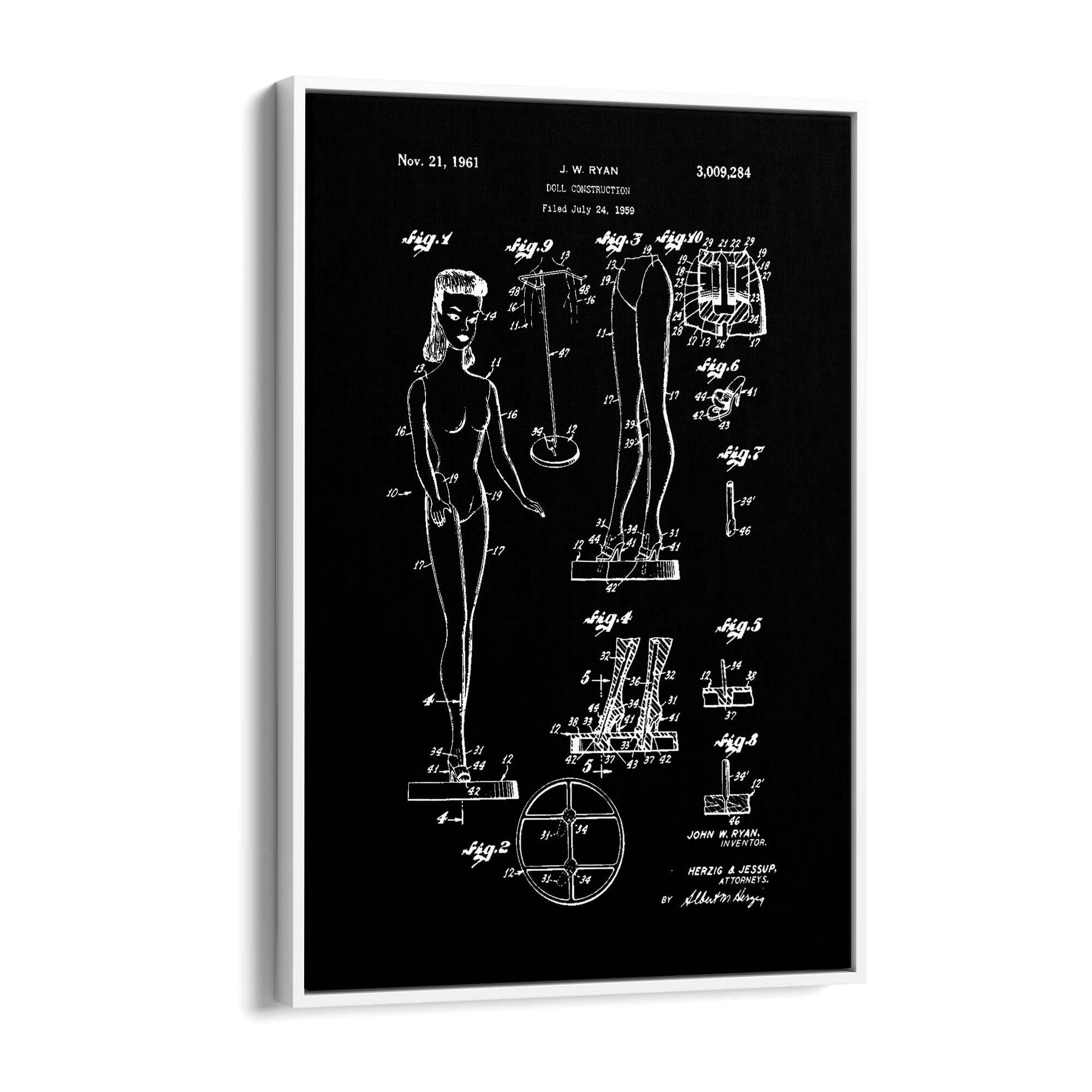 Vintage Barbie Doll Toy Patent Old Style Wall Art #1 - The Affordable Art Company