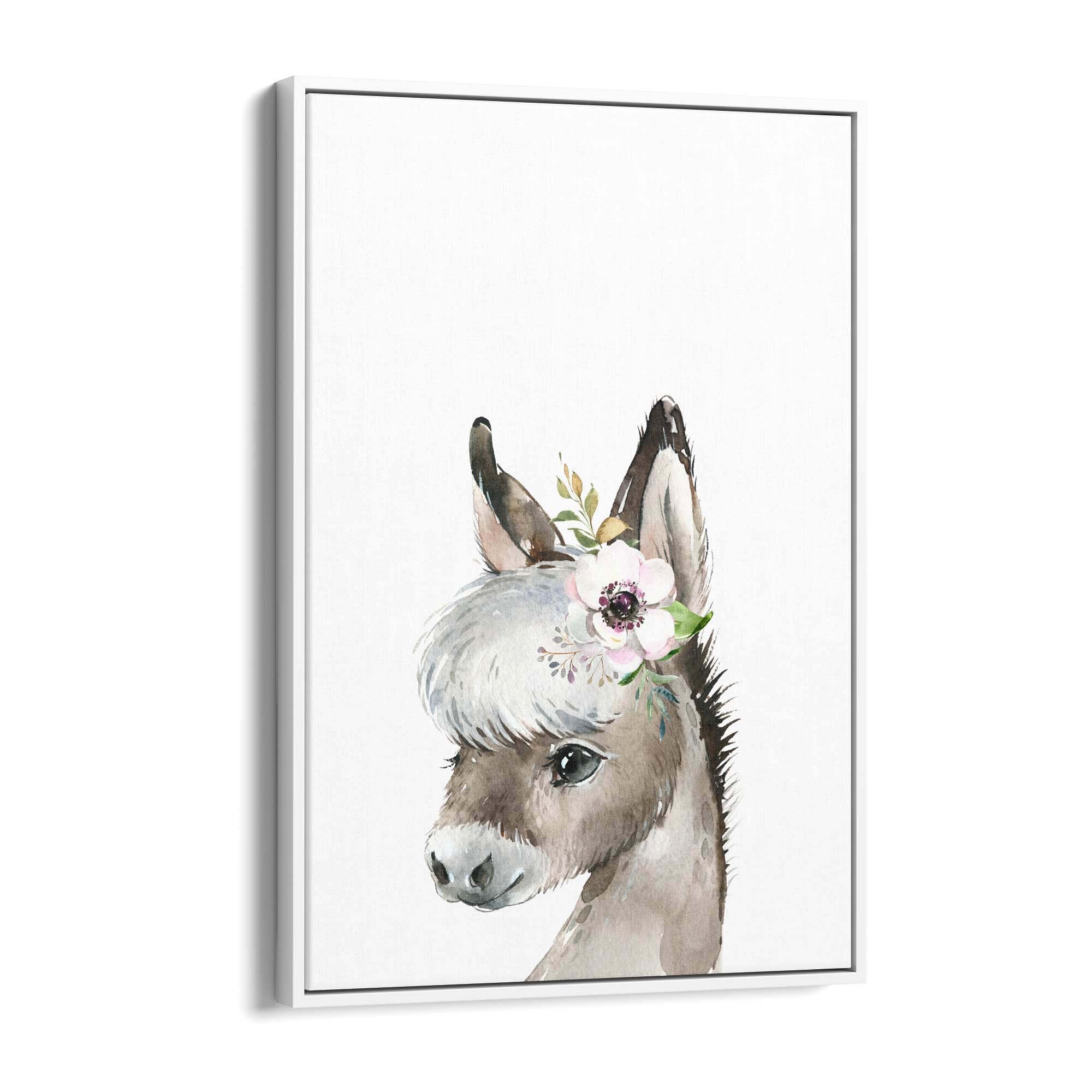 Cute Baby Donkey Nursery Animal Gift Wall Art - The Affordable Art Company