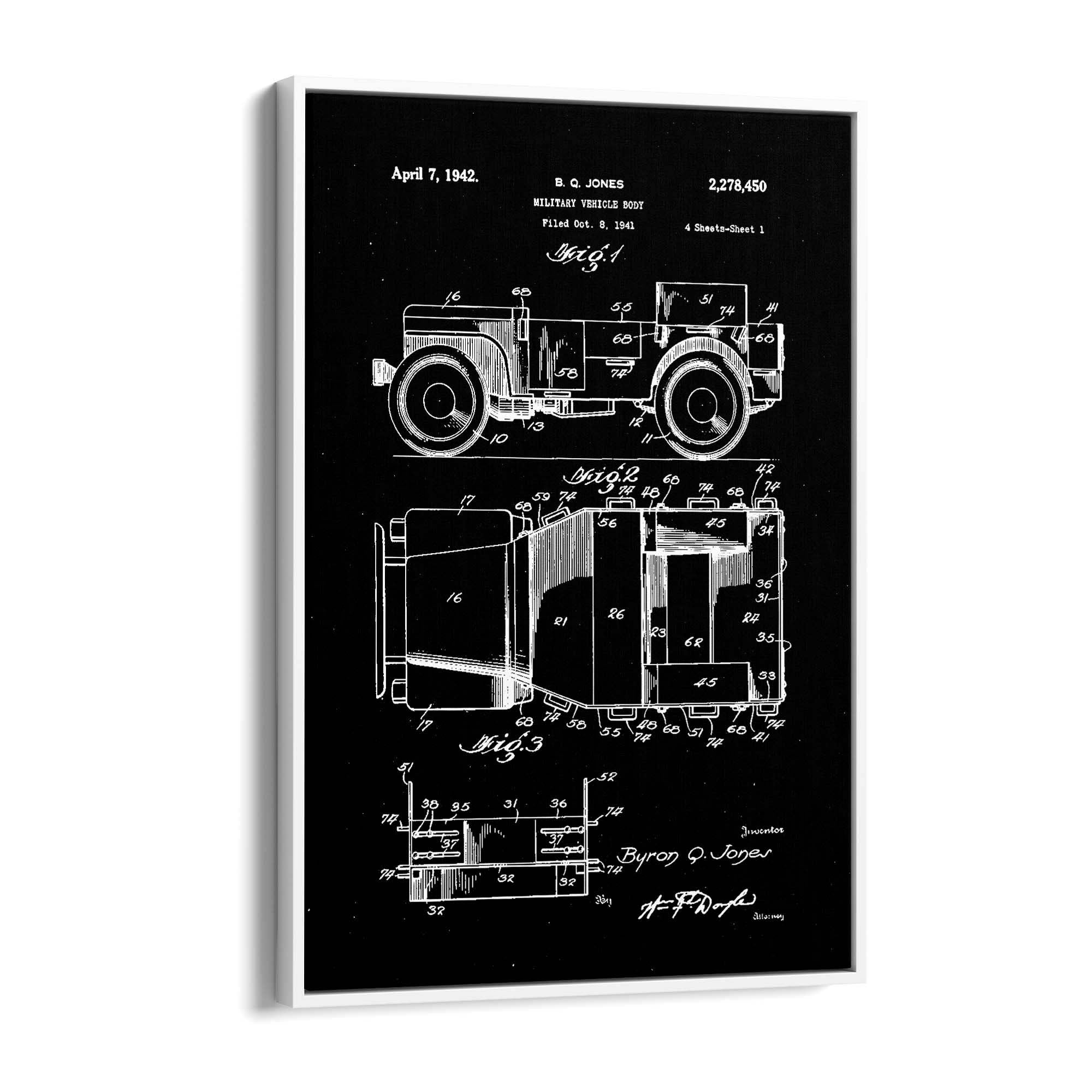 Vintage Jeep Military Patent Military Wall Art #1 - The Affordable Art Company