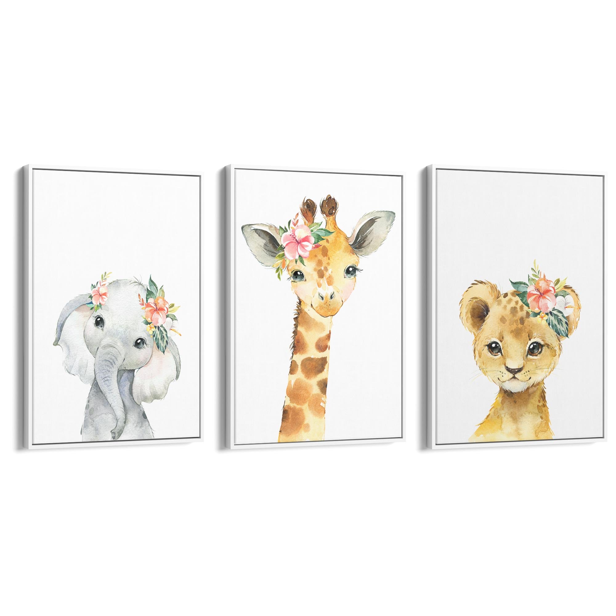 Set of Cute Baby Safari Animals Nursery Wall Art #3 - The Affordable Art Company