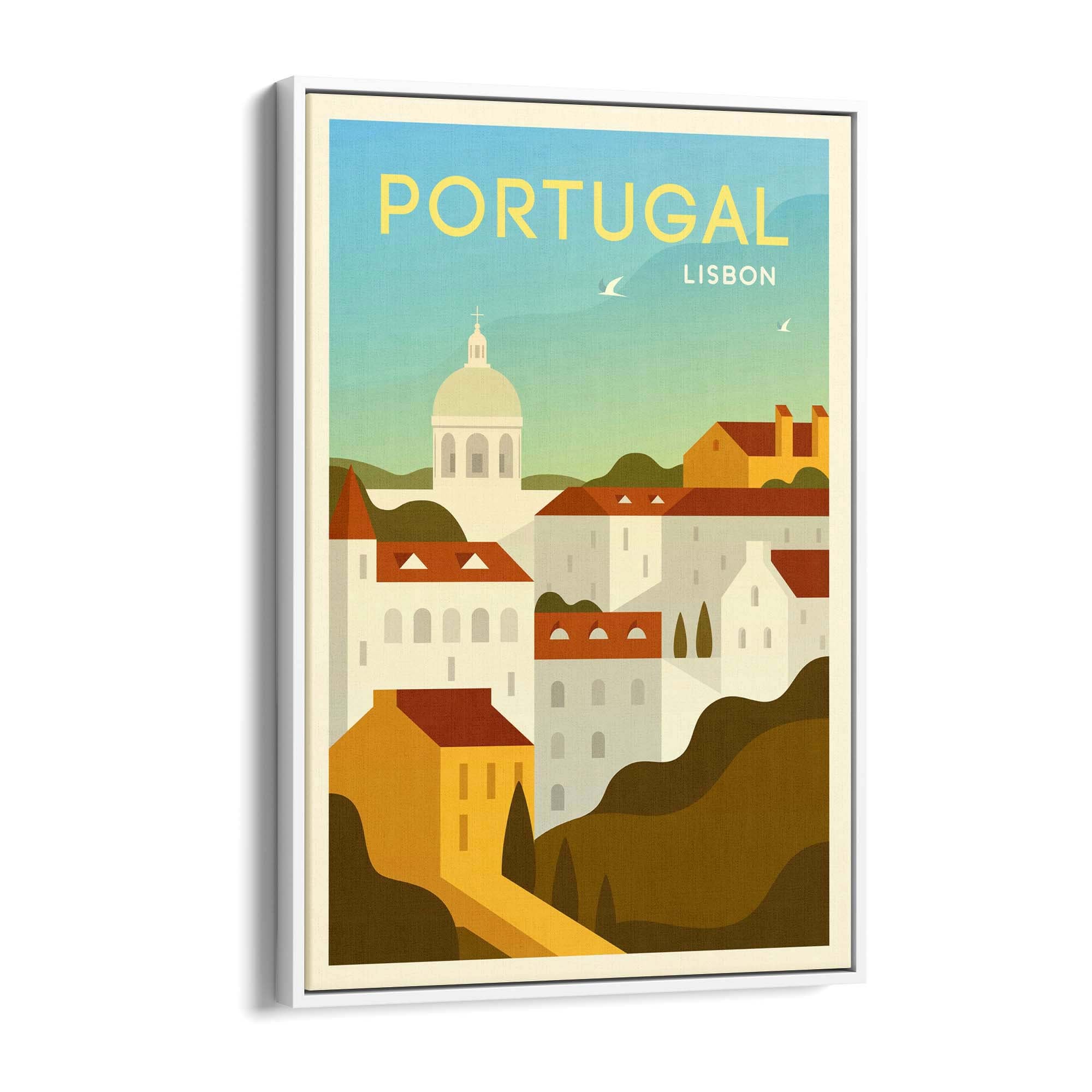 Retro Lisbon Portugal Travel Vintage Wall Art - The Affordable Art Company