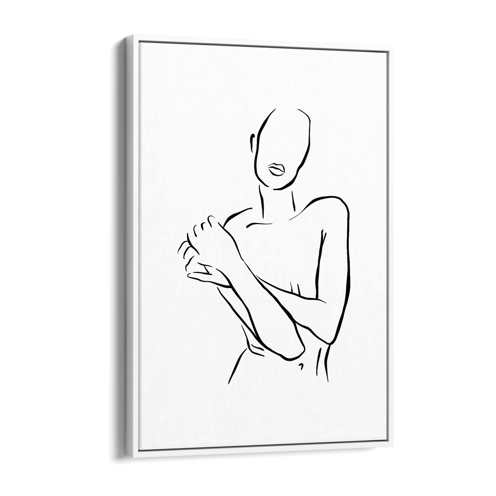 Nude Female Body Minimal Line Drawing Wall Art - The Affordable Art Company