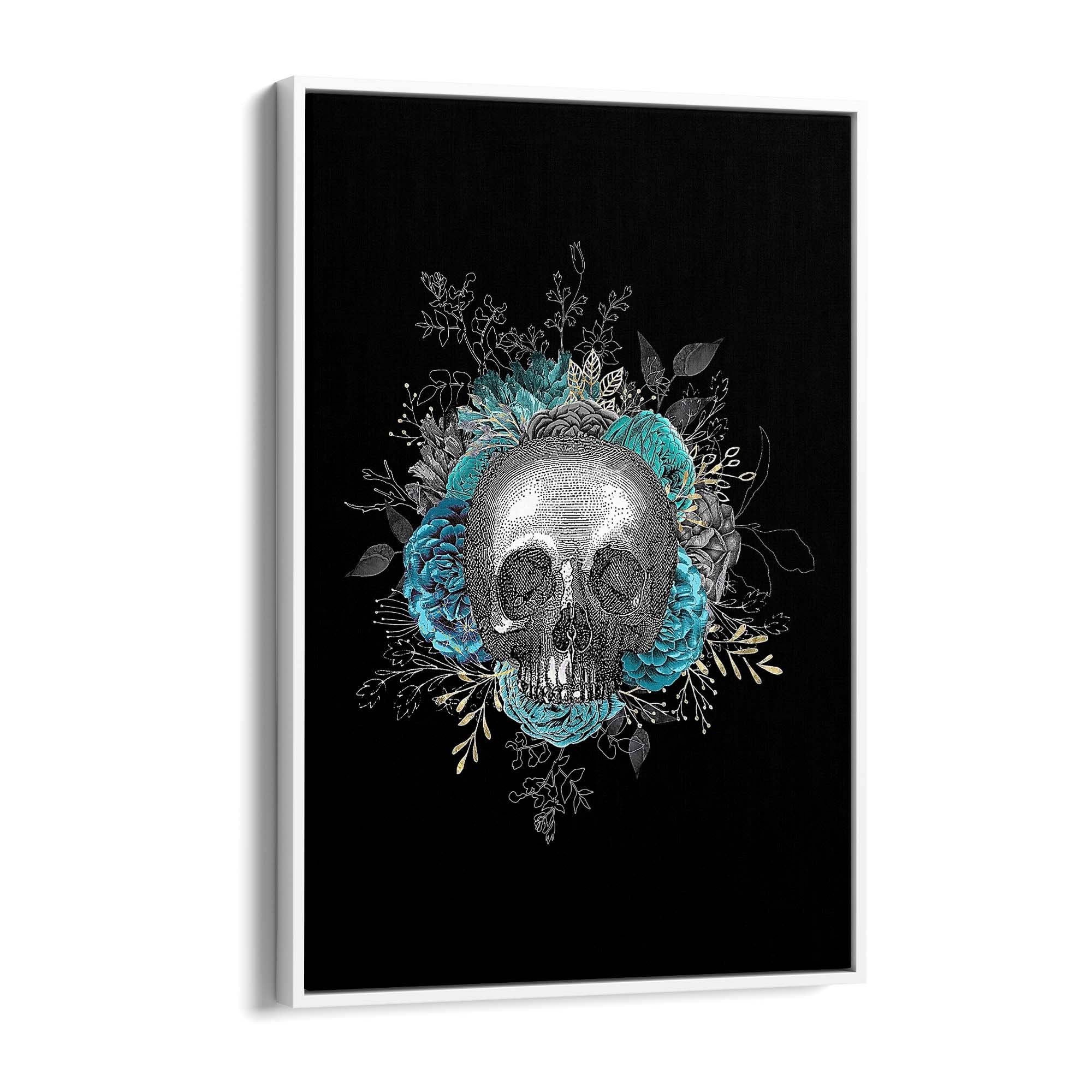 Vintage Skull Black Gothic Fashion Wall Art - The Affordable Art Company