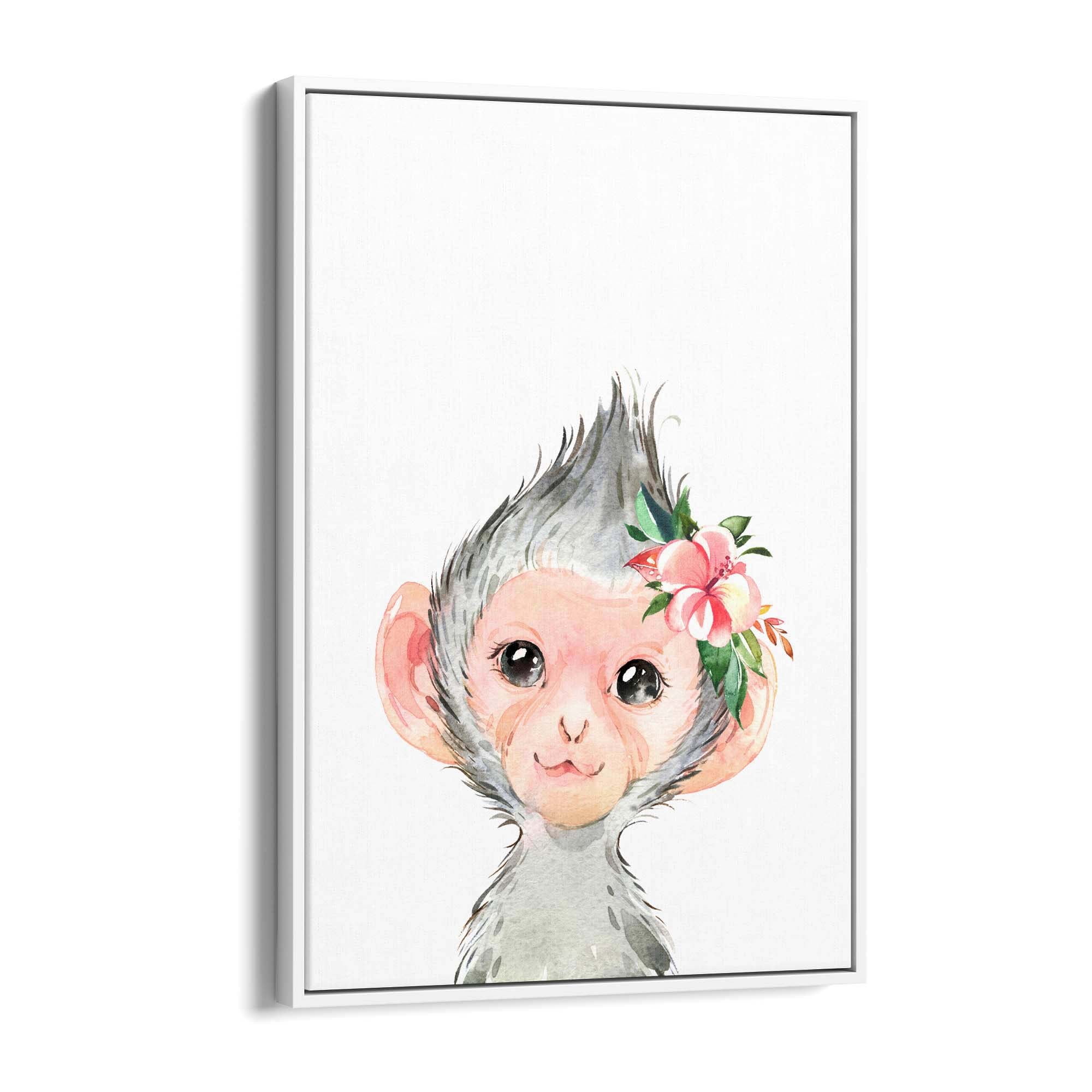 Cute Baby Monkey Nursery Animal Gift Wall Art - The Affordable Art Company