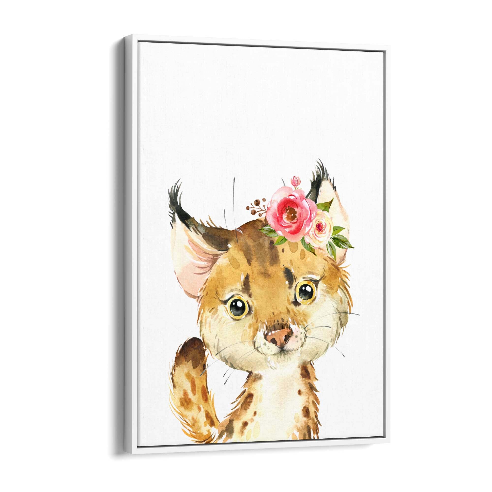 Cute Baby Bobcat Nursery Animal Gift Wall Art - The Affordable Art Company