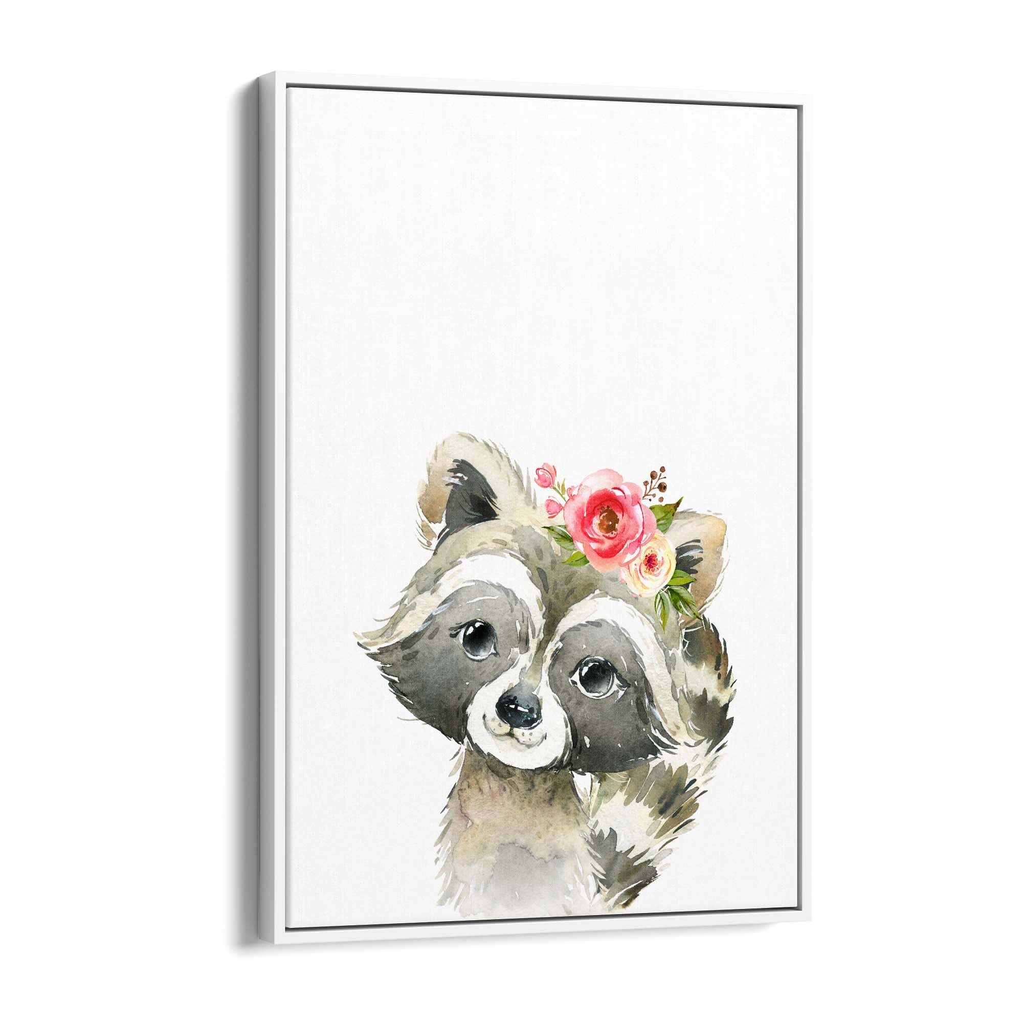 Cute Baby Raccoon Nursery Animal Gift Wall Art - The Affordable Art Company