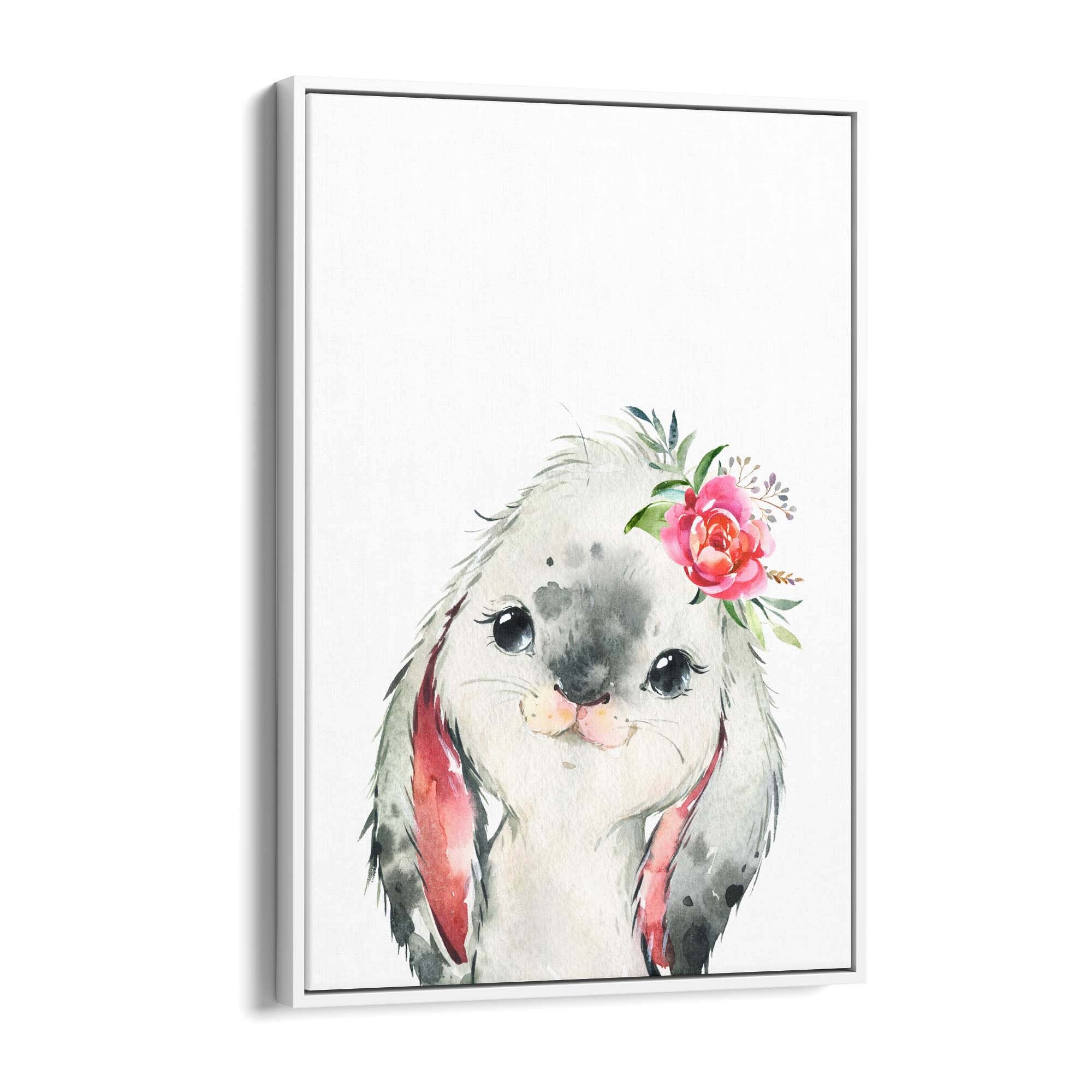 Cute Baby Bunny Rabbit Nursery Animal Wall Art - The Affordable Art Company