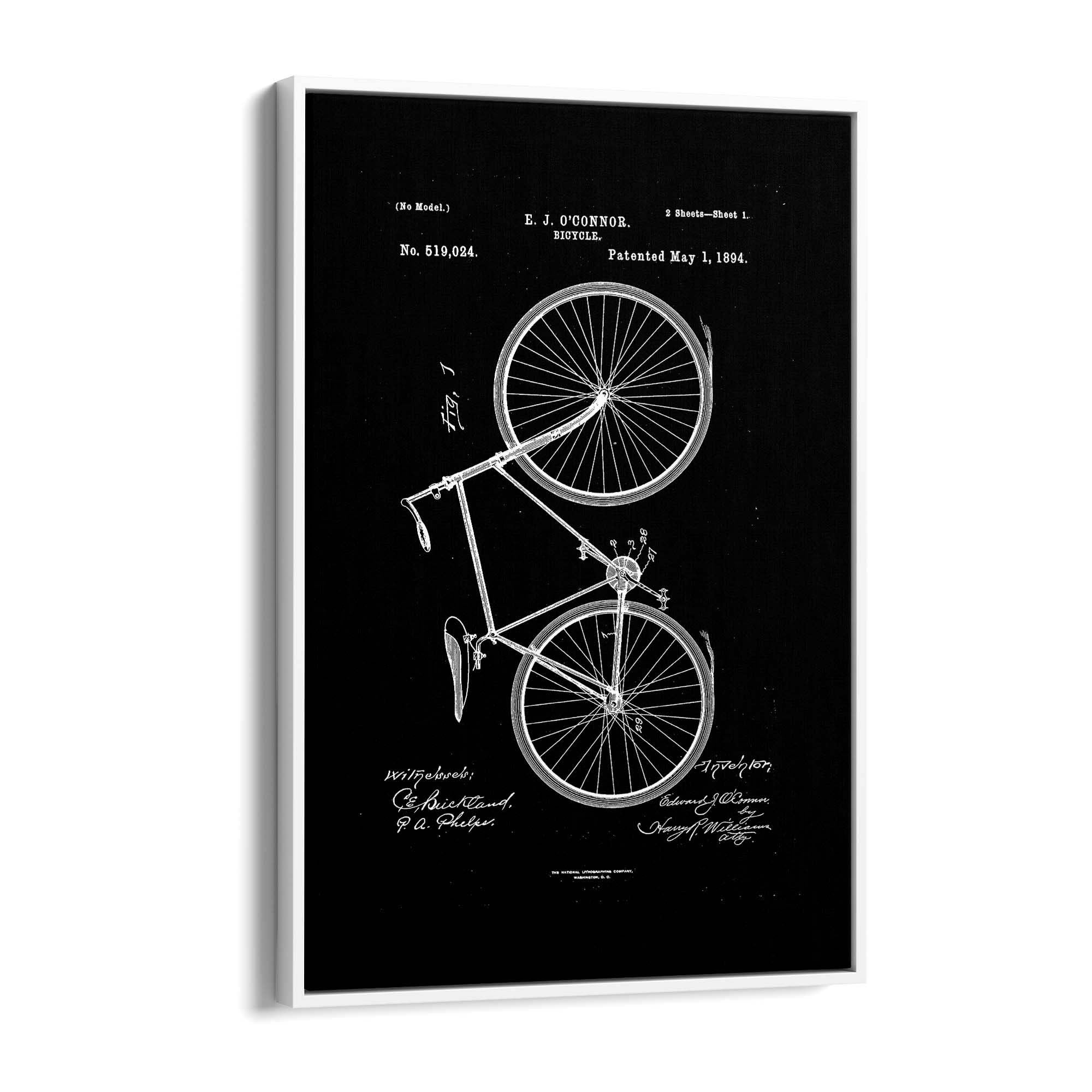 Vintage Bicycle Patent Cycling Cyclist Gift Wall Art #1 - The Affordable Art Company