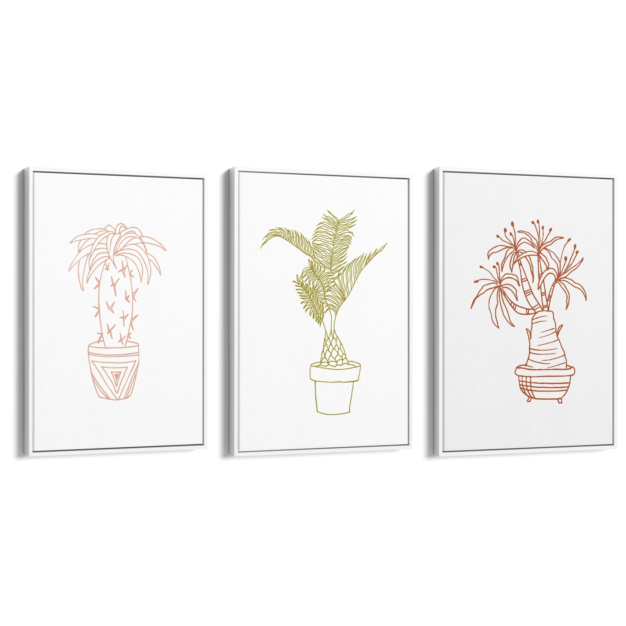 Set of Abstract Plants Kitchen Hallway Wall Art - The Affordable Art Company