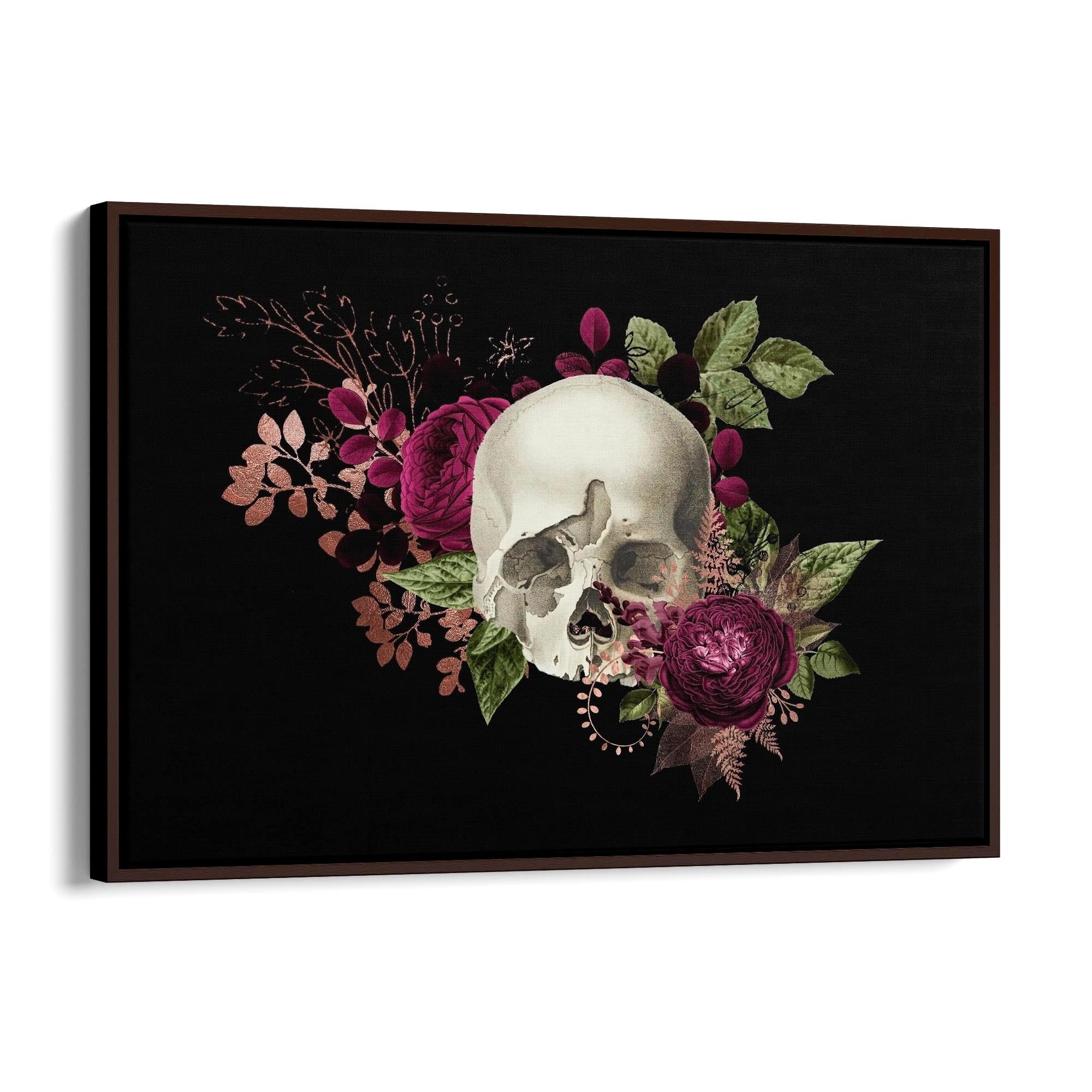 Purple Floral Skull Fashion Girls Bedroom Wall Art #2 - The Affordable Art Company