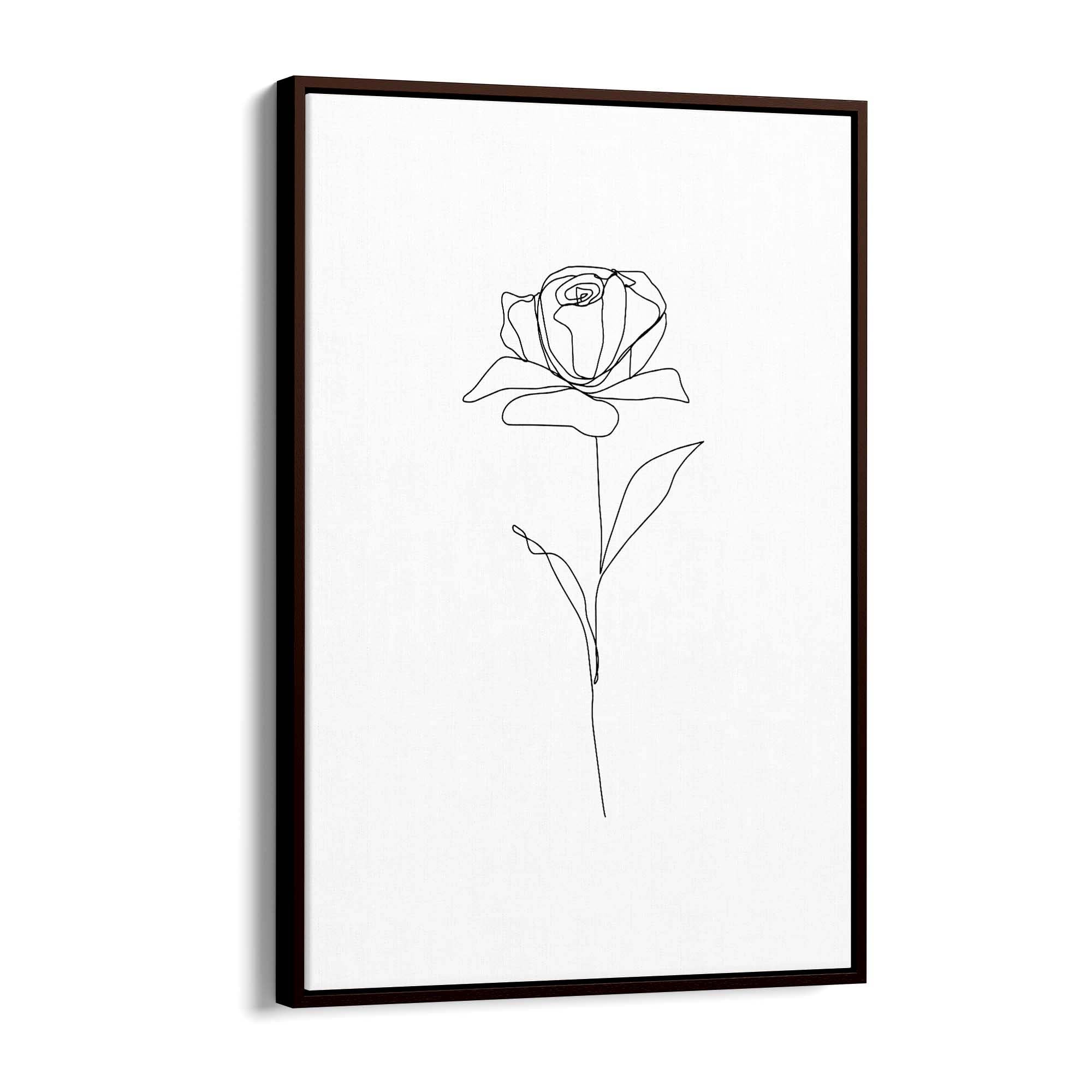 Minimal Rose Flower Line Drawing Abstract Wall Art #1 - The Affordable Art Company