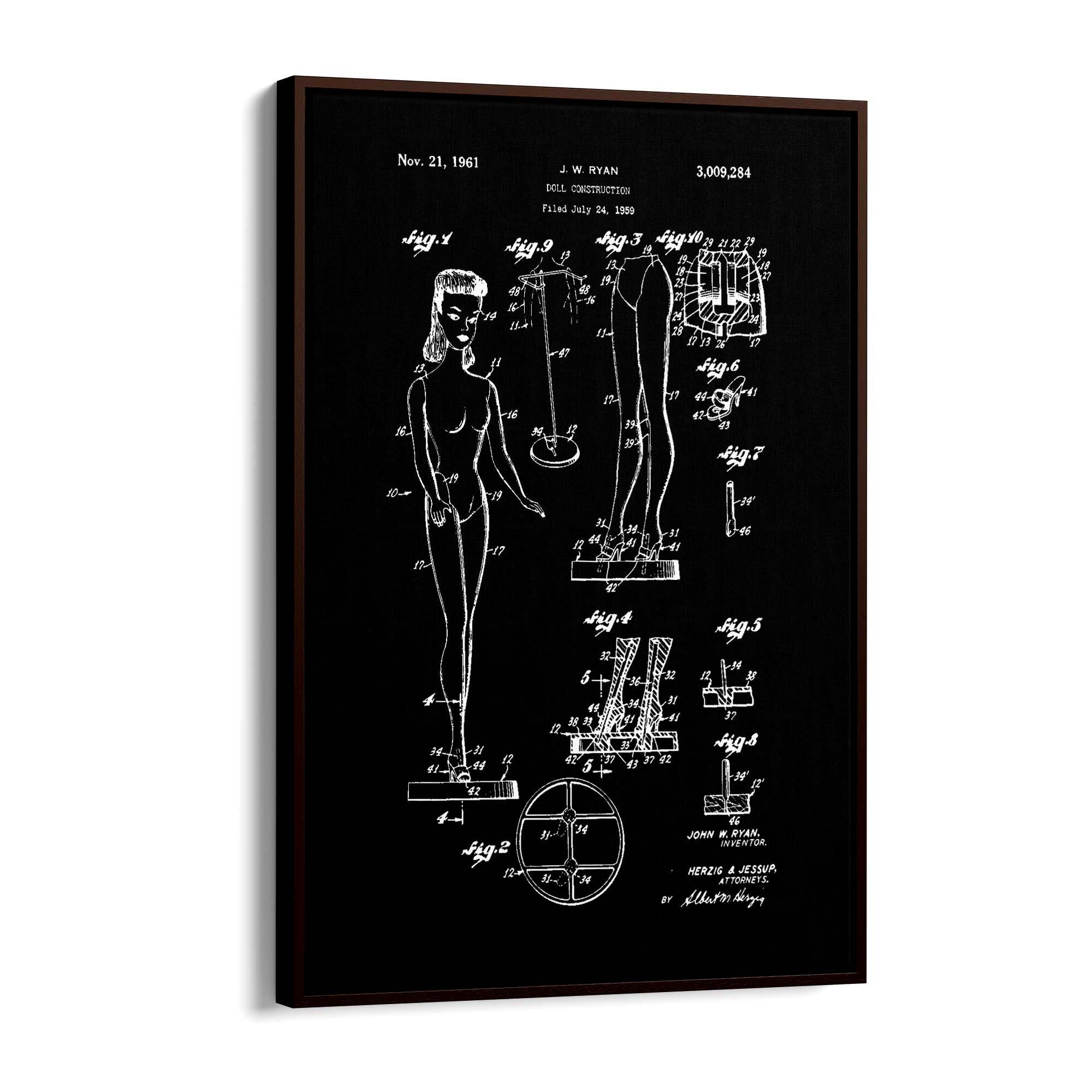 Vintage Barbie Doll Toy Patent Old Style Wall Art #1 - The Affordable Art Company