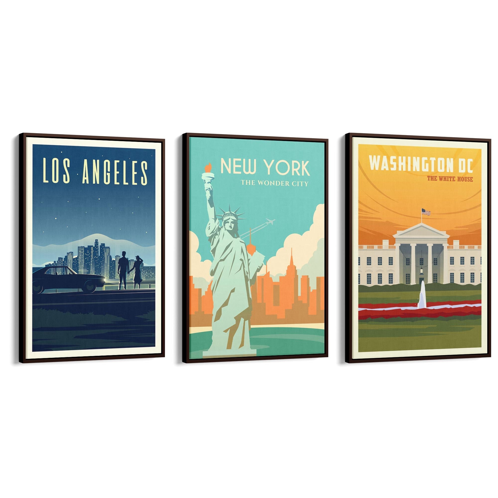 Set of Retro Travel Wall Art (USA Travel) - The Affordable Art Company