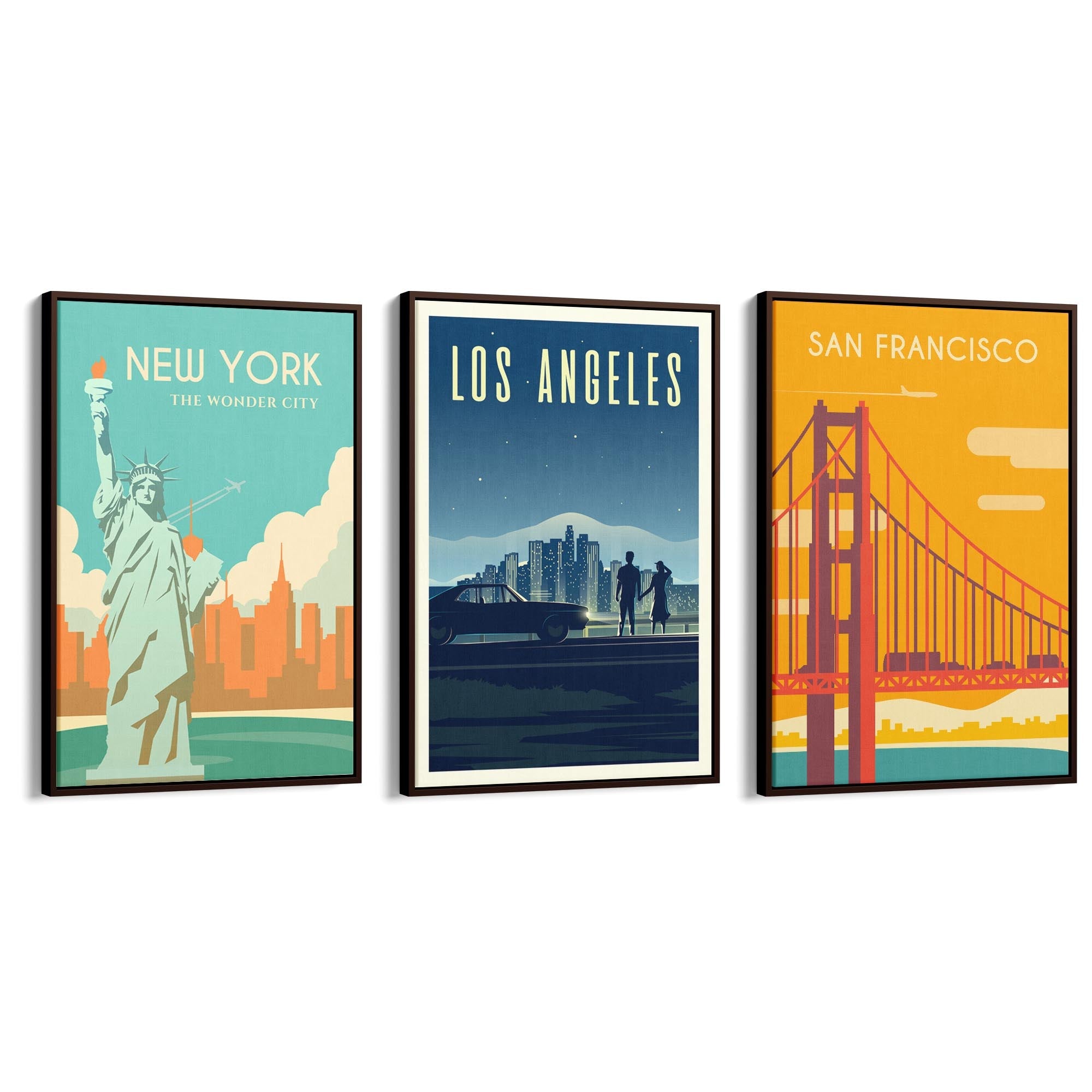 Set of Retro Travel Wall Art (USA Travel) - The Affordable Art Company