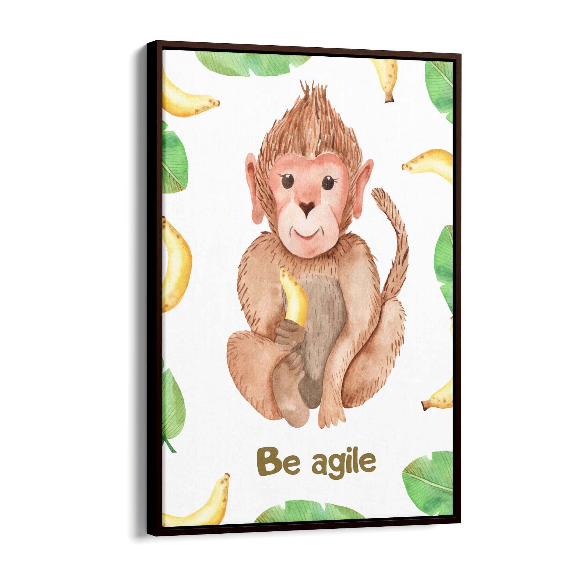 Cartoon Monkey "Be Agile" Nursery Quote Wall Art - The Affordable Art Company