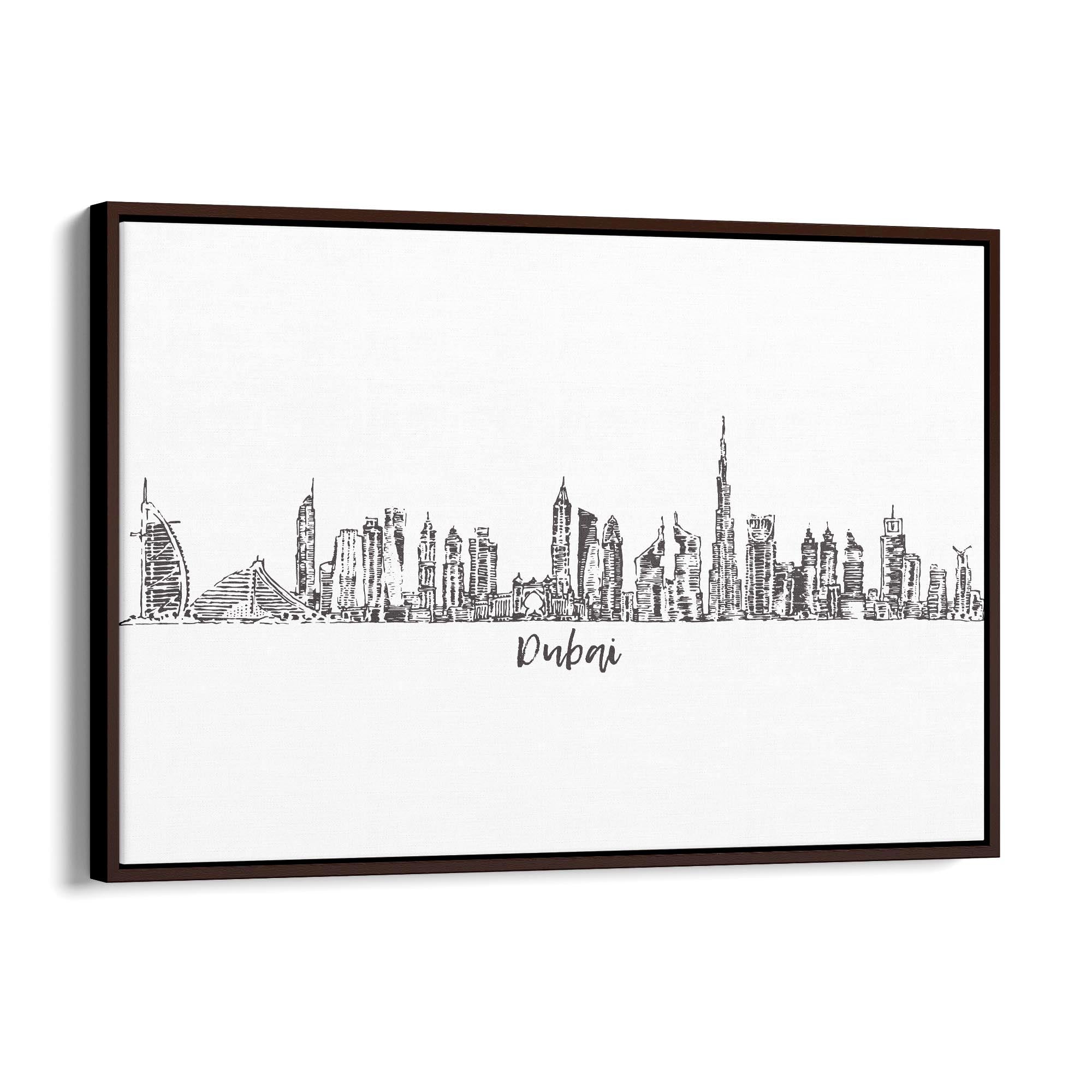 Dubai UAE Cityscape Drawing Minimal Wall Art - The Affordable Art Company